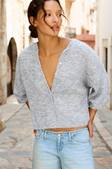 Short sleeve cardigan — Grey marl 3