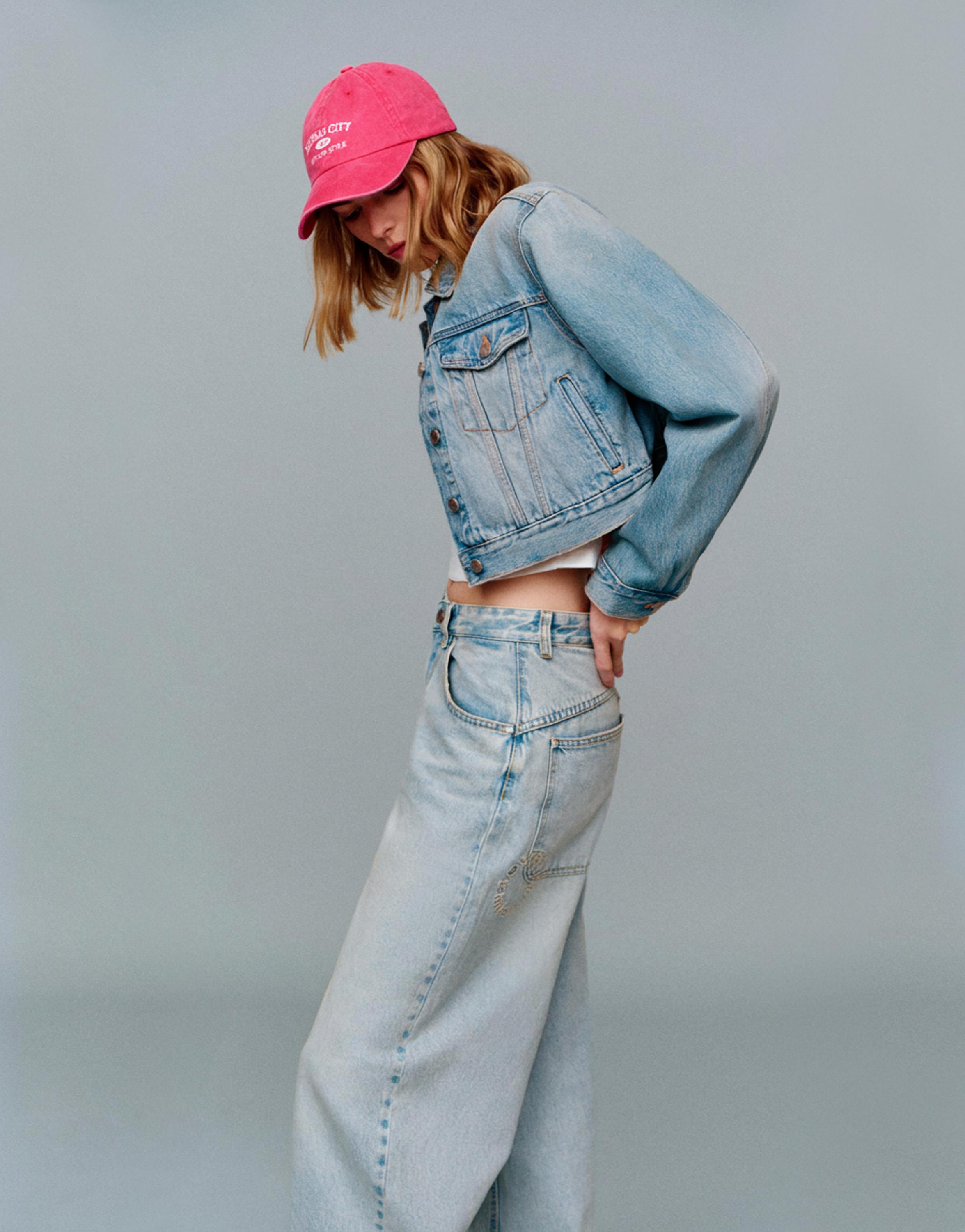 Cropped denim jacket — Pale blue