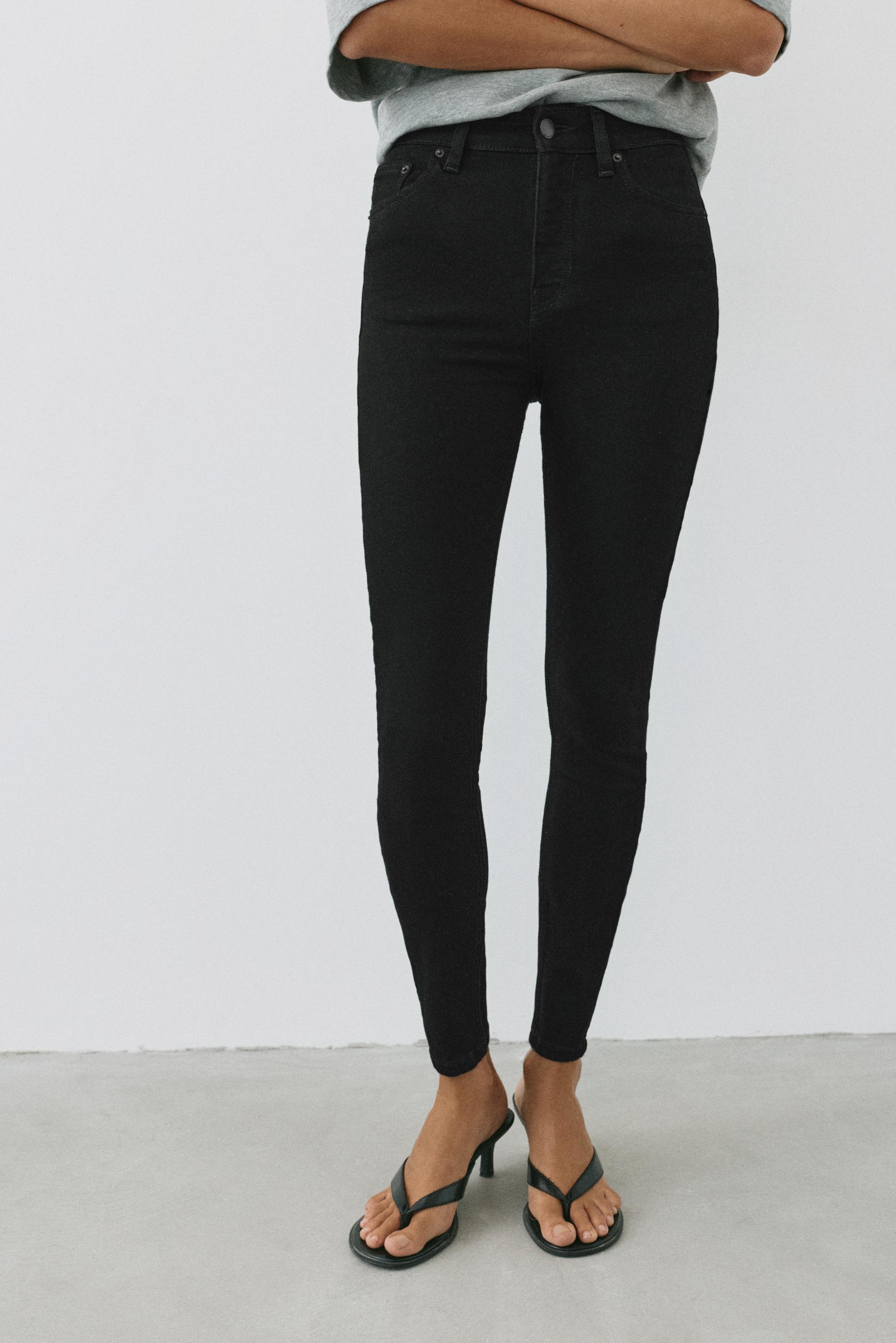 High-waist skinny jeans — Black marl