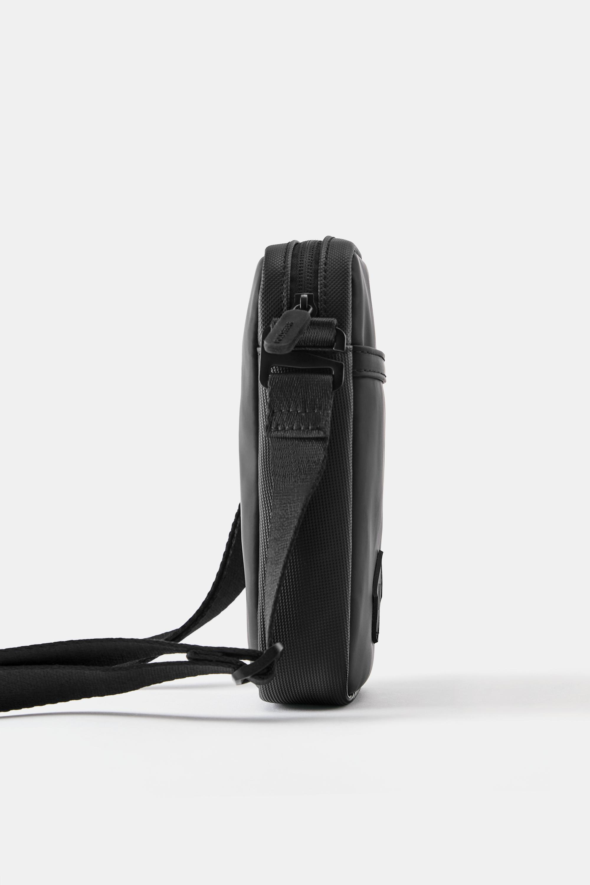 Rubberised crossbody bag — Black
