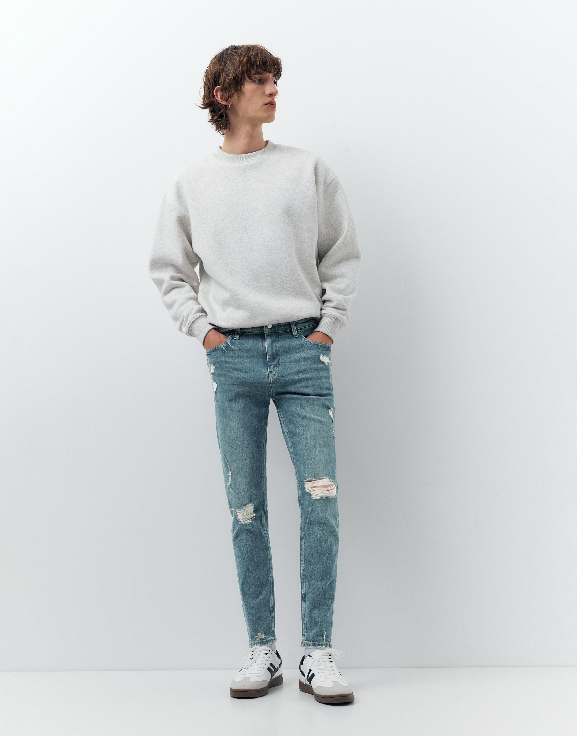 Ripped skinny jeans — Neon blue