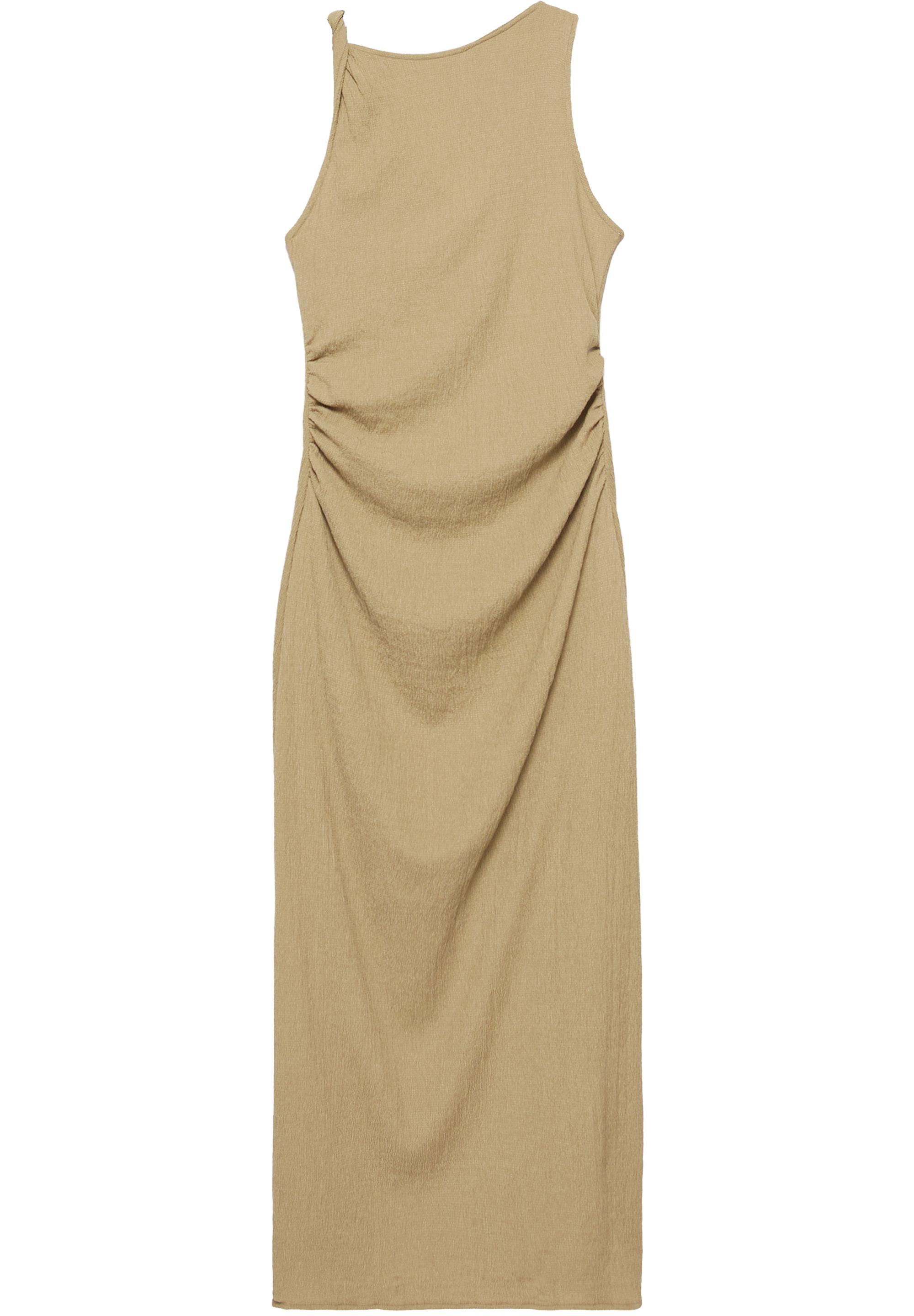 Gathered knot midi dress — Khaki