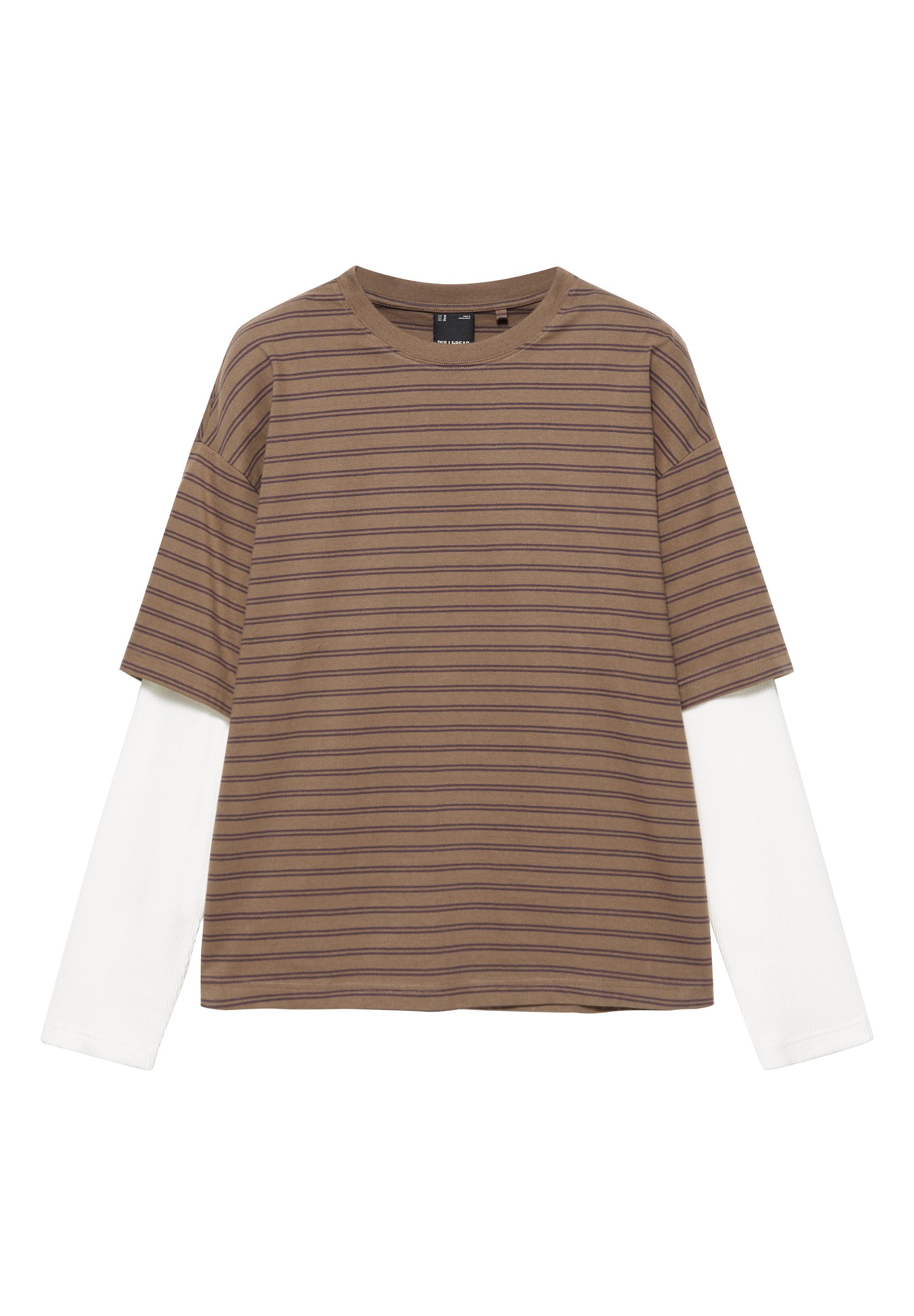 Double-layer long sleeve T-shirt — Striped