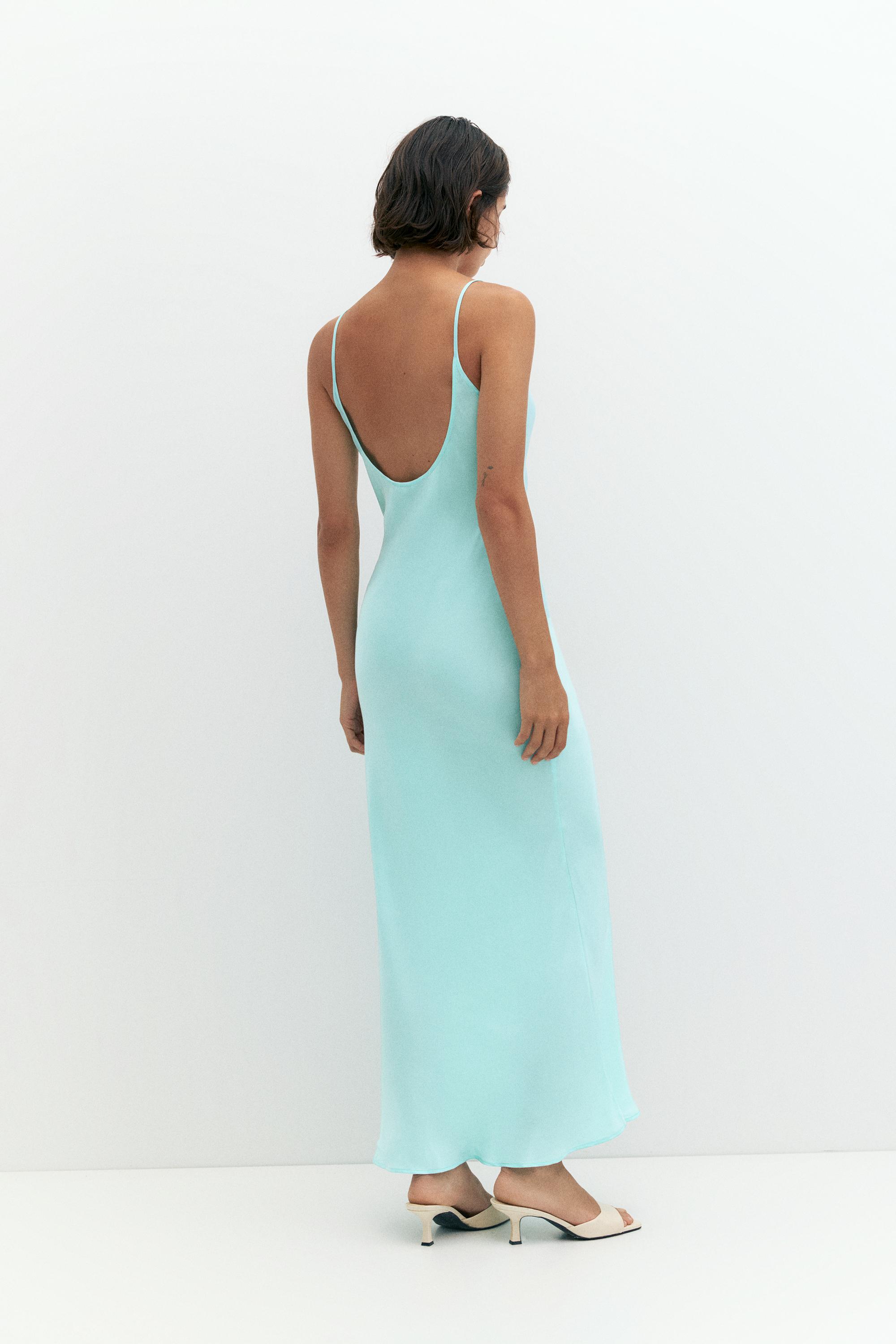 Satin midi dress — Pale turquoise