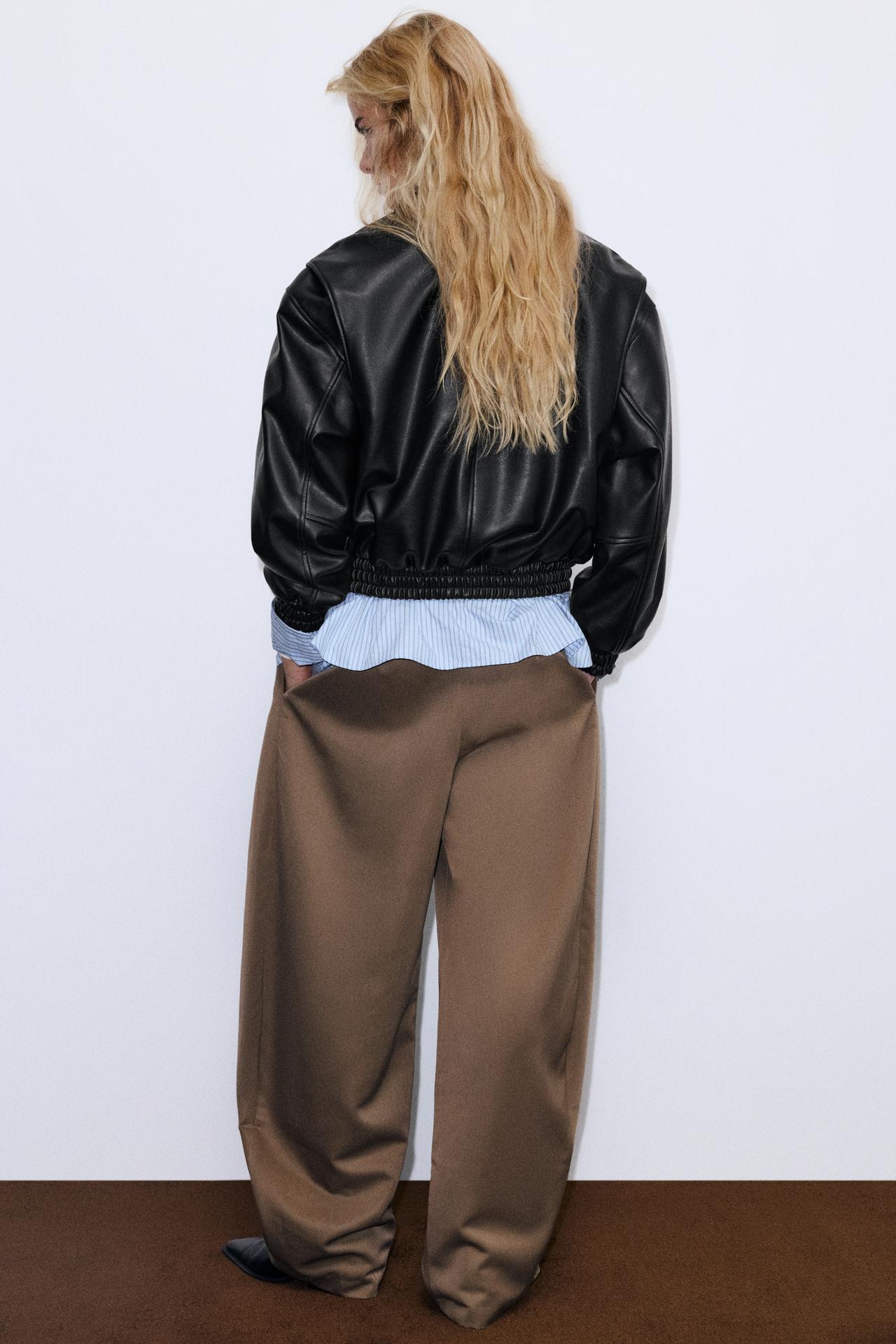 Leather effect dad jacket — Black