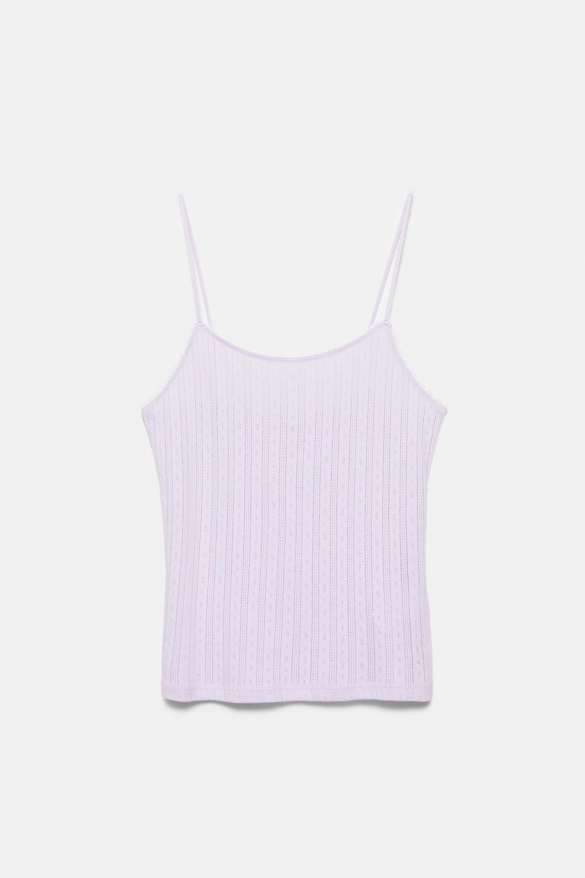 Strappy pointelle knit top — Lilac