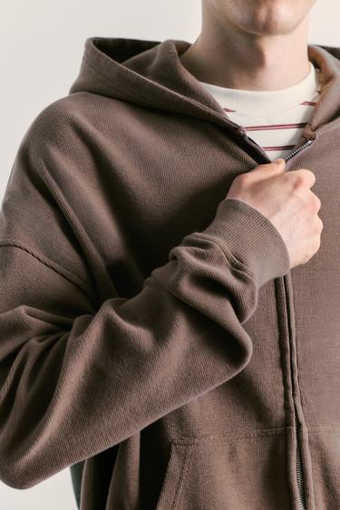 Hoodie with zipper — Brown 4