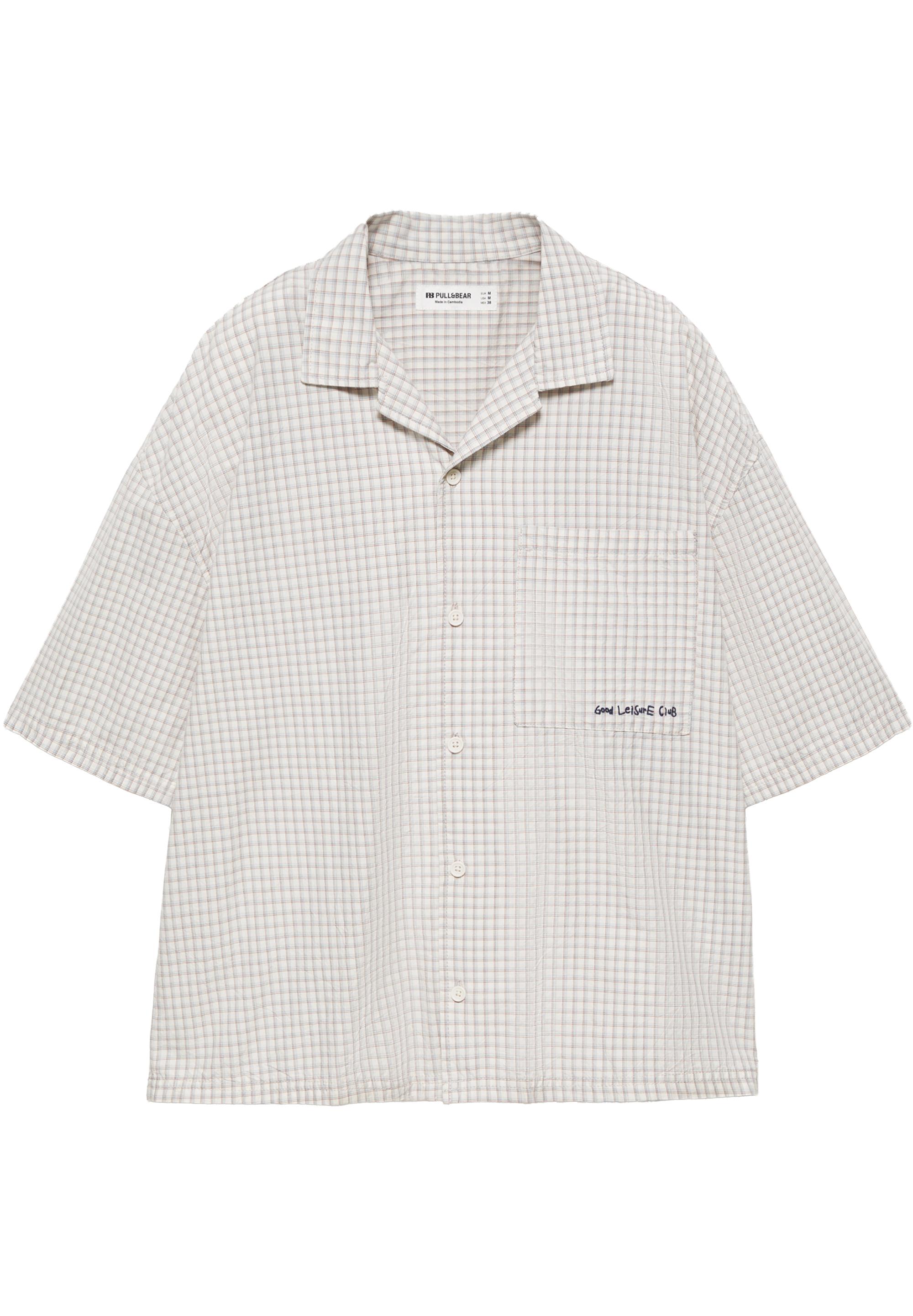 Short sleeve check shirt — Grey marl