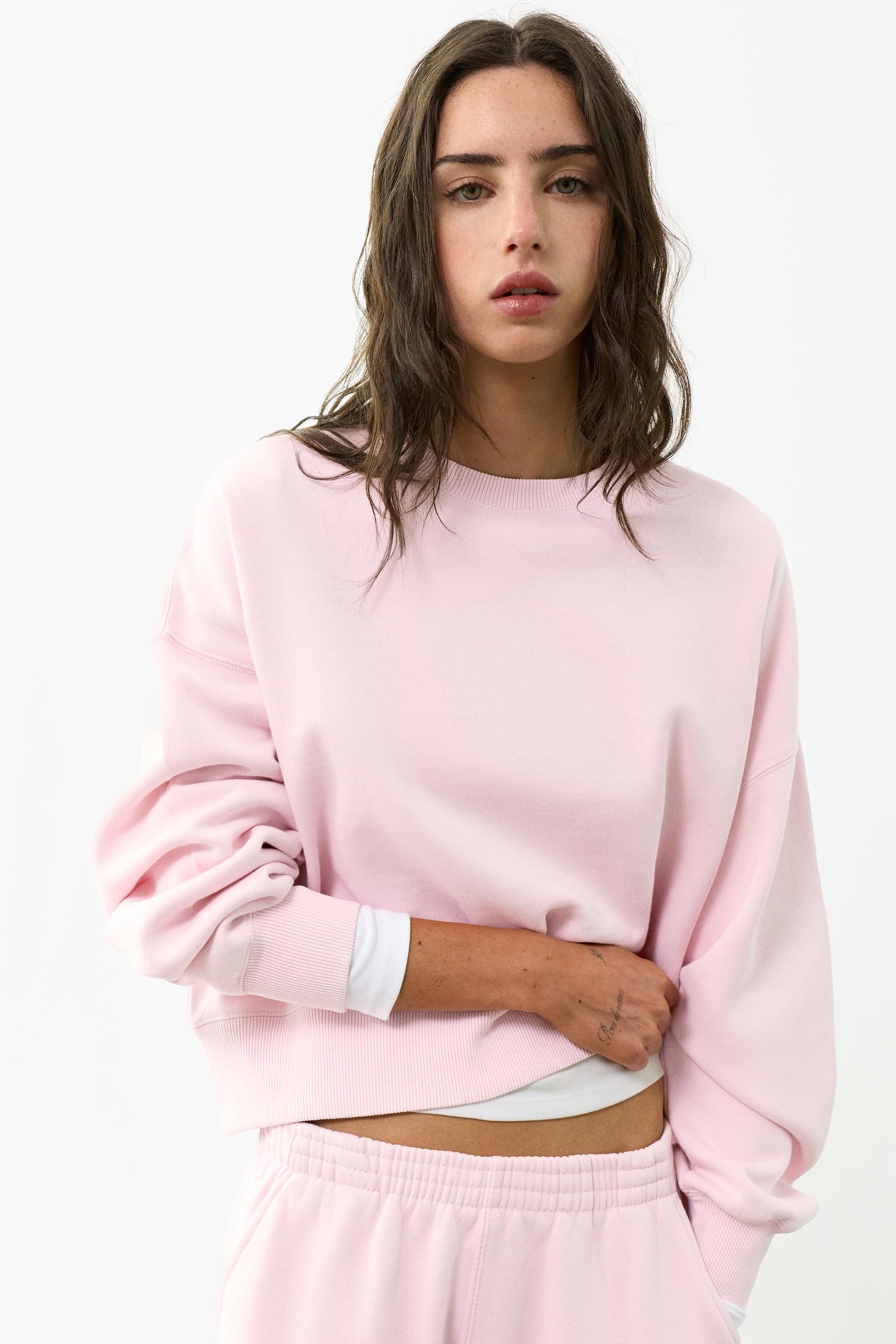 Round neck sweatshirt — Pastel pink