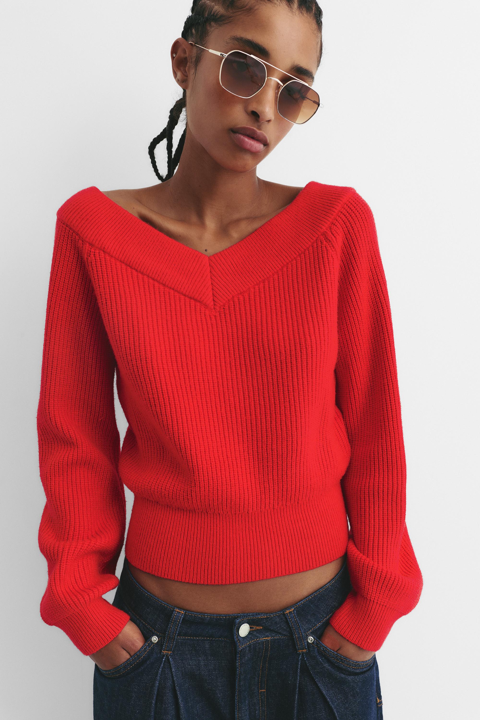 Cropped Pullover Aus Perlstoff