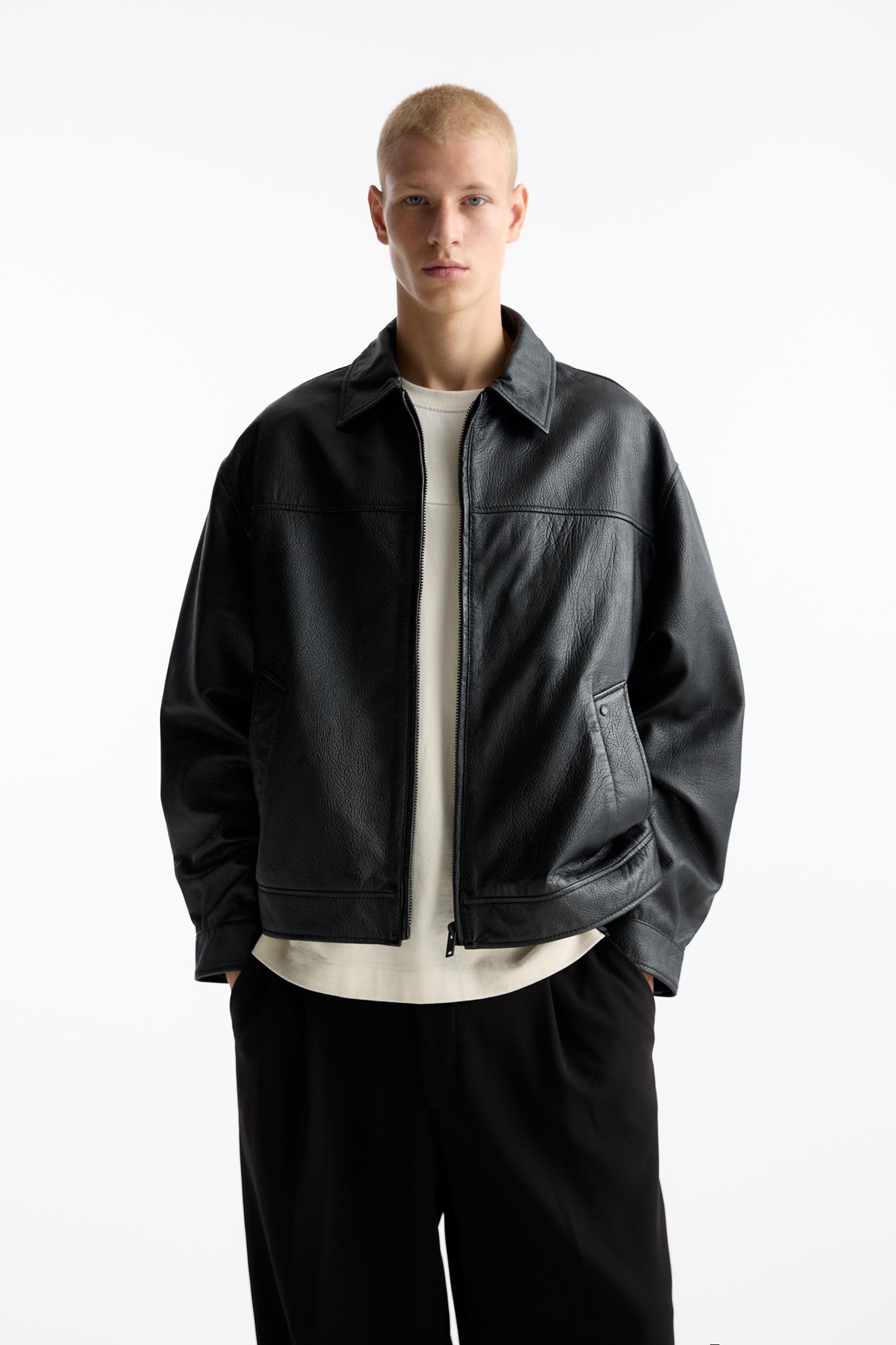 Pull&bear leather jacket hotsell