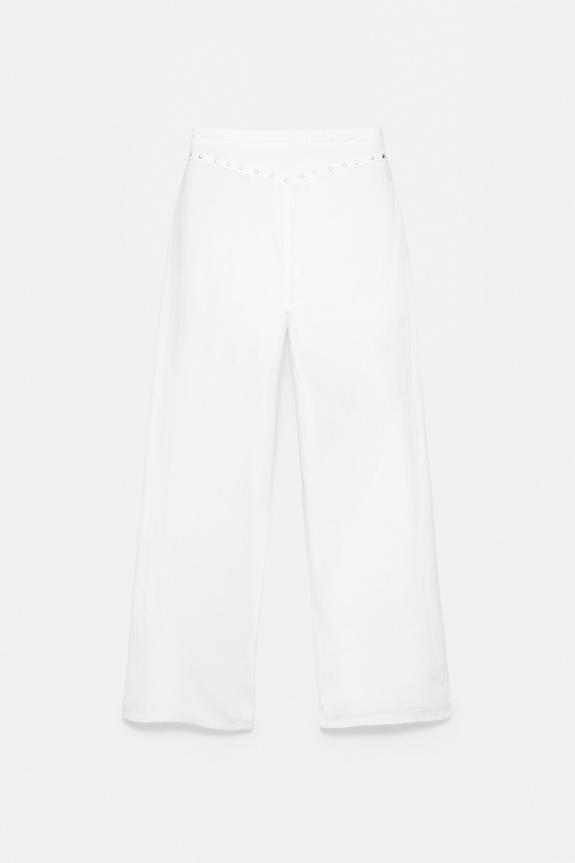 White studded baggy jeans — White