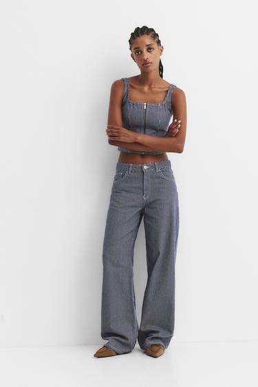 Jean droit à rayures - pull&bear