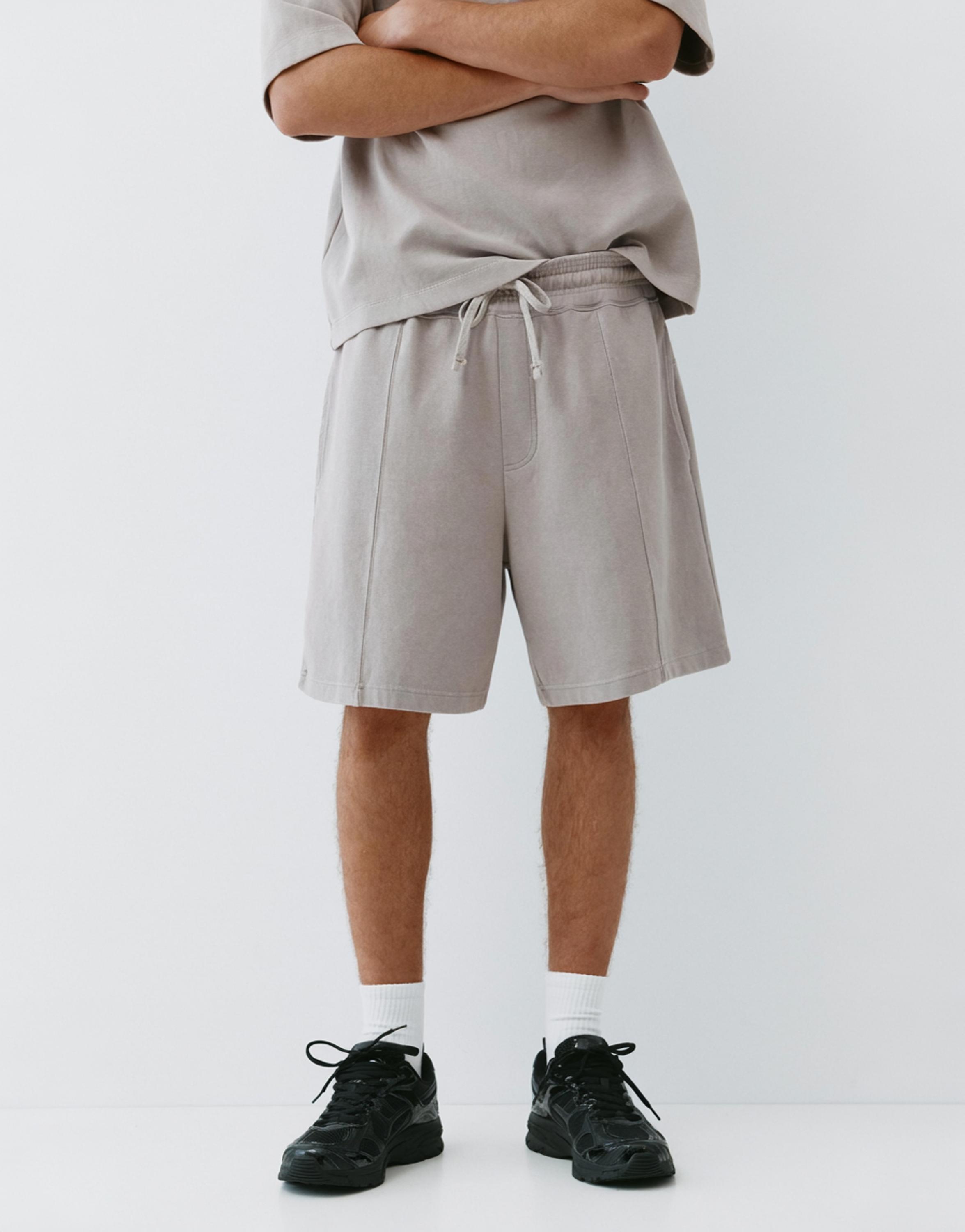 Interlock jogger Bermuda shorts — Grey marl