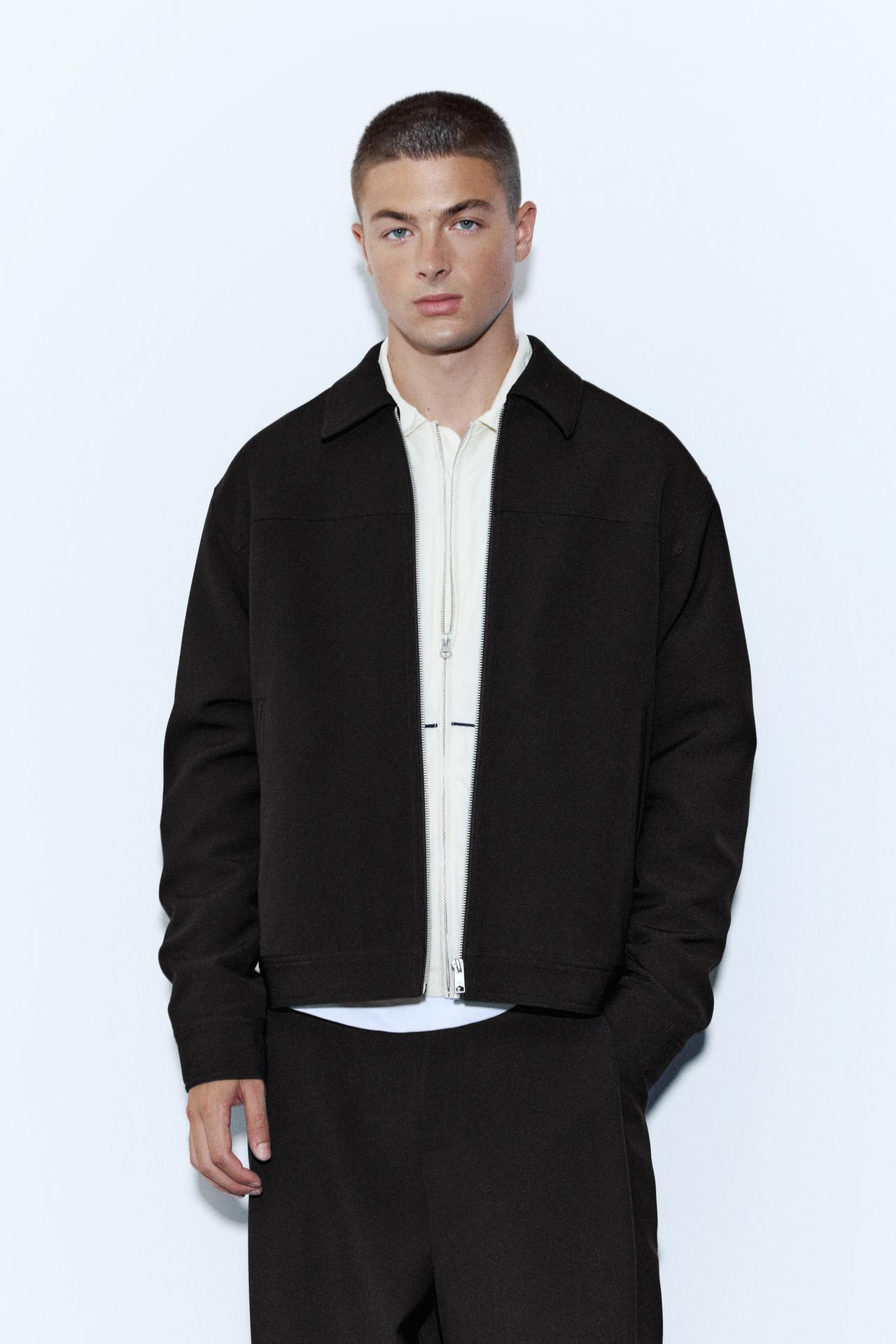 Tailored fit jacket with zip — Black