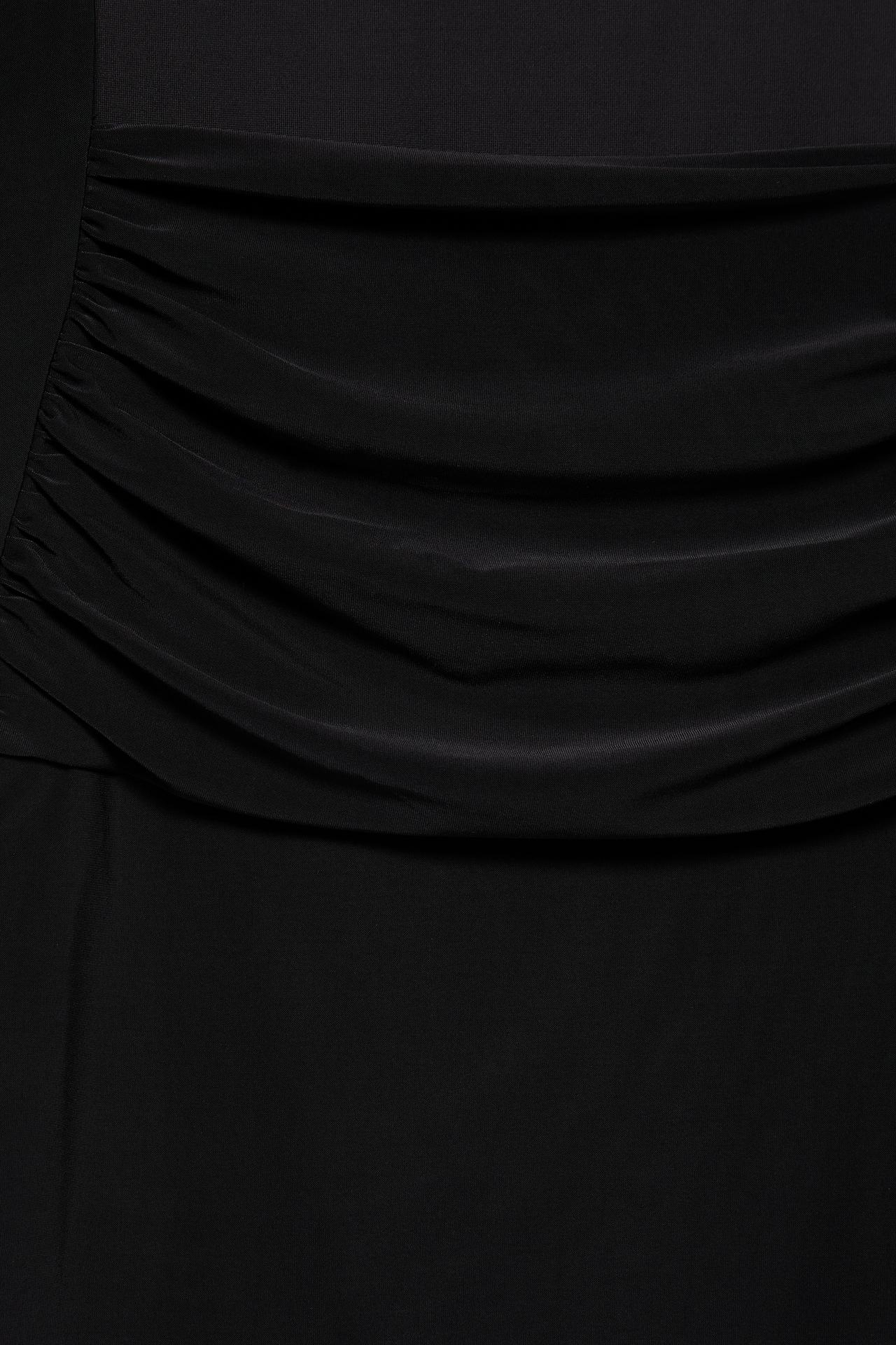 Square neckline top with gathers — Black