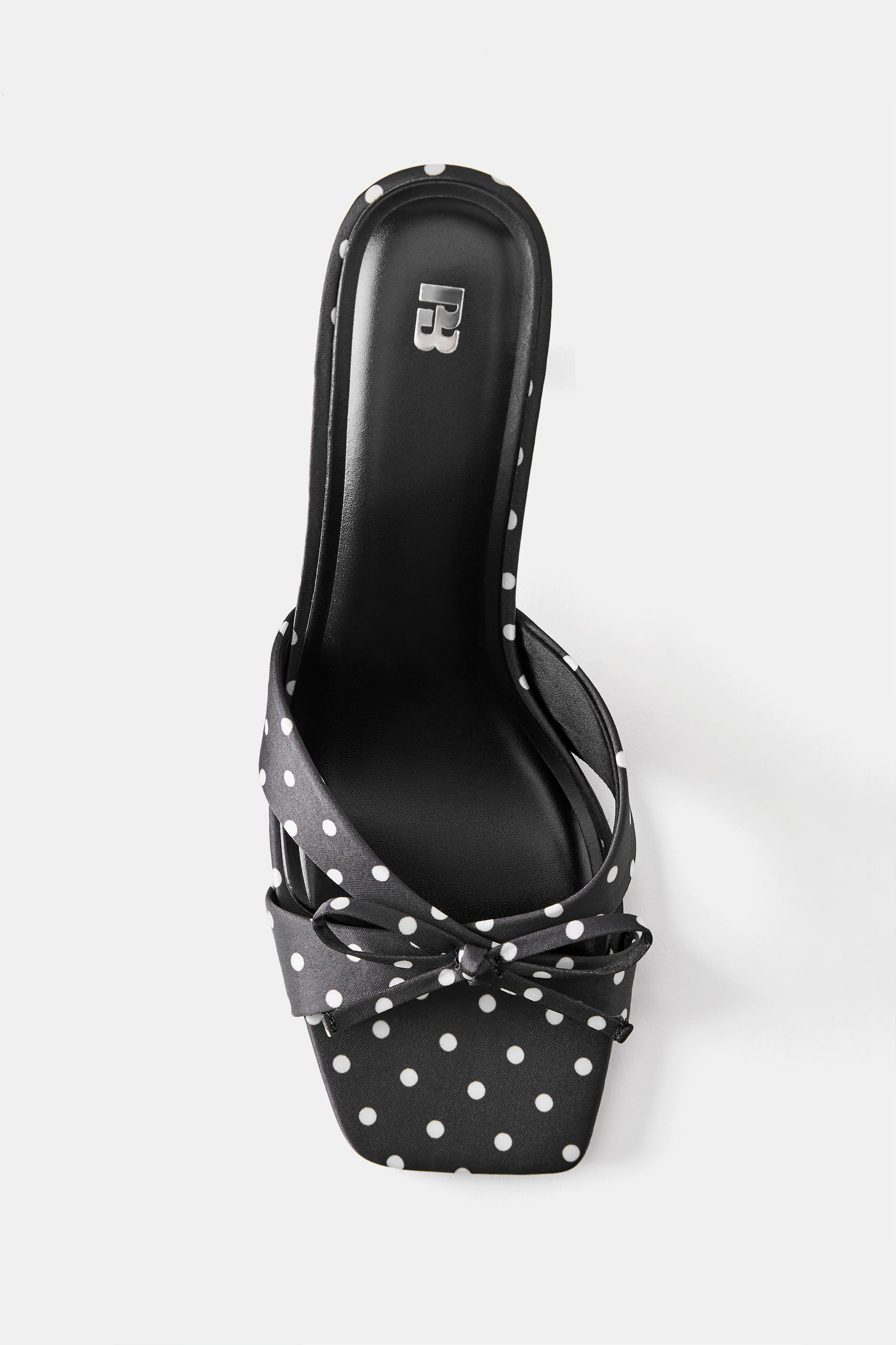 Polka dot heeled sandals — Black