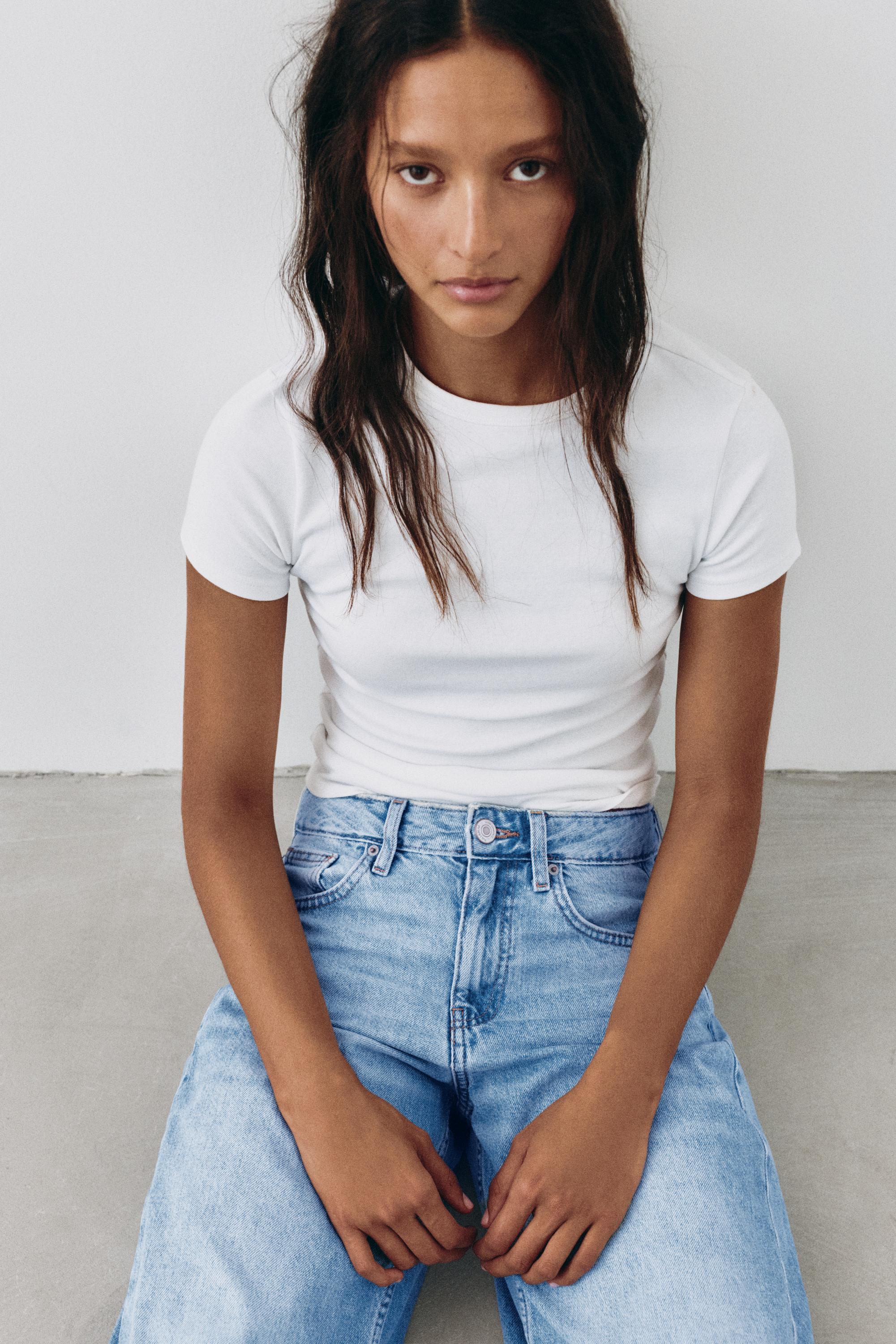 Low-rise barrel jeans — Medium blue