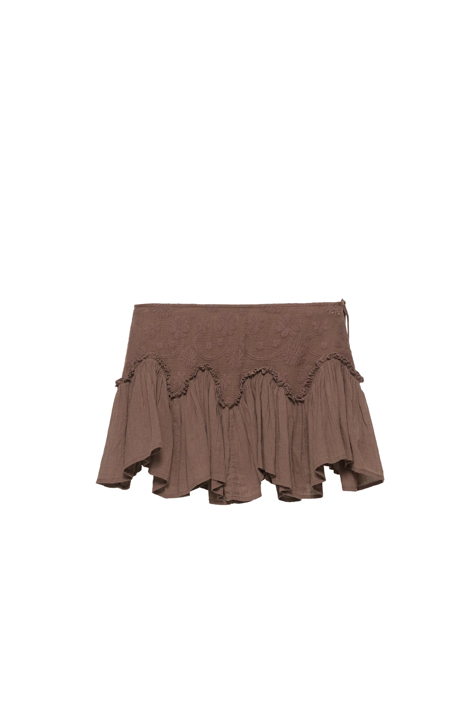 Brown ruffled mini skirt — Brown