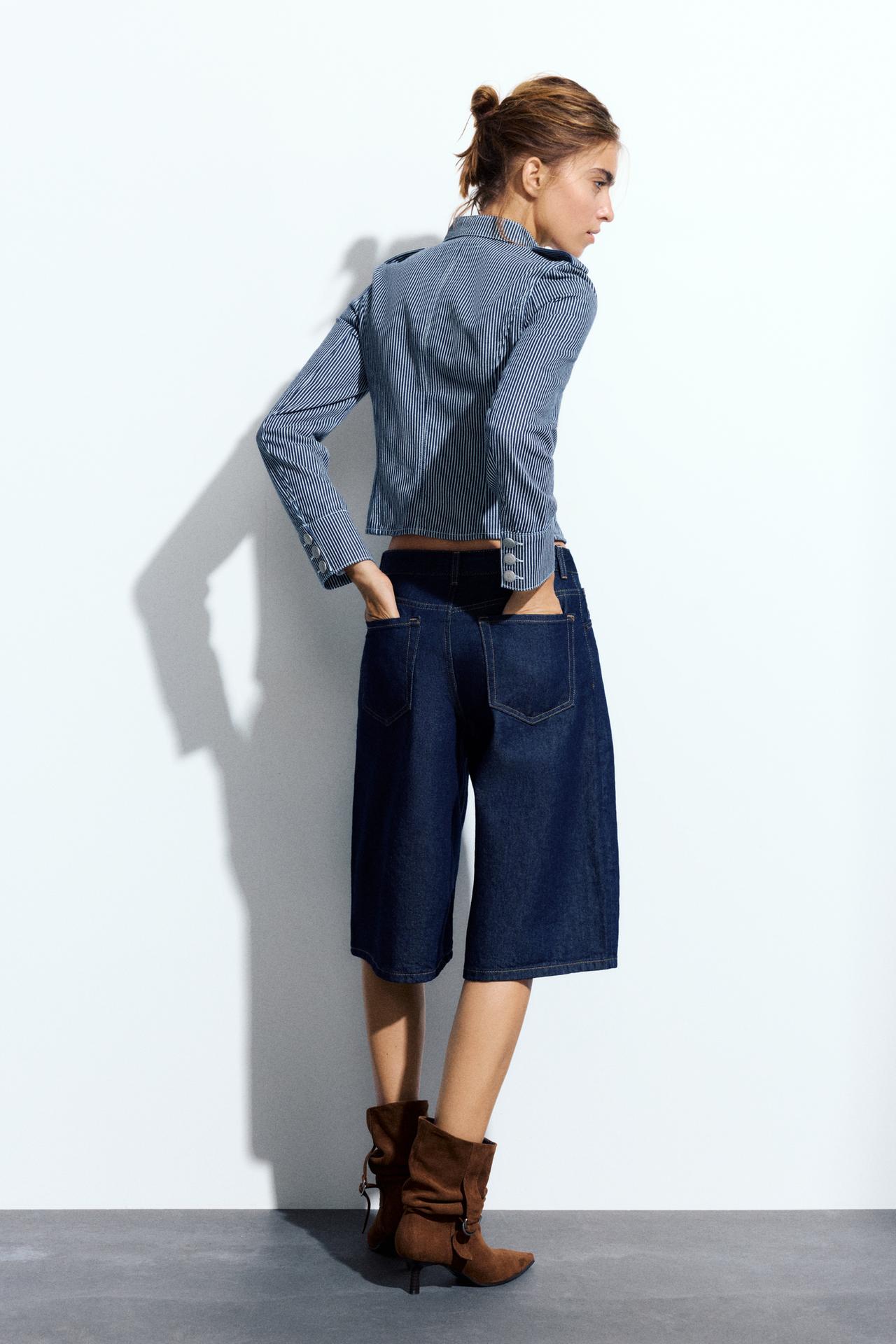Low-rise denim jorts — Navy
