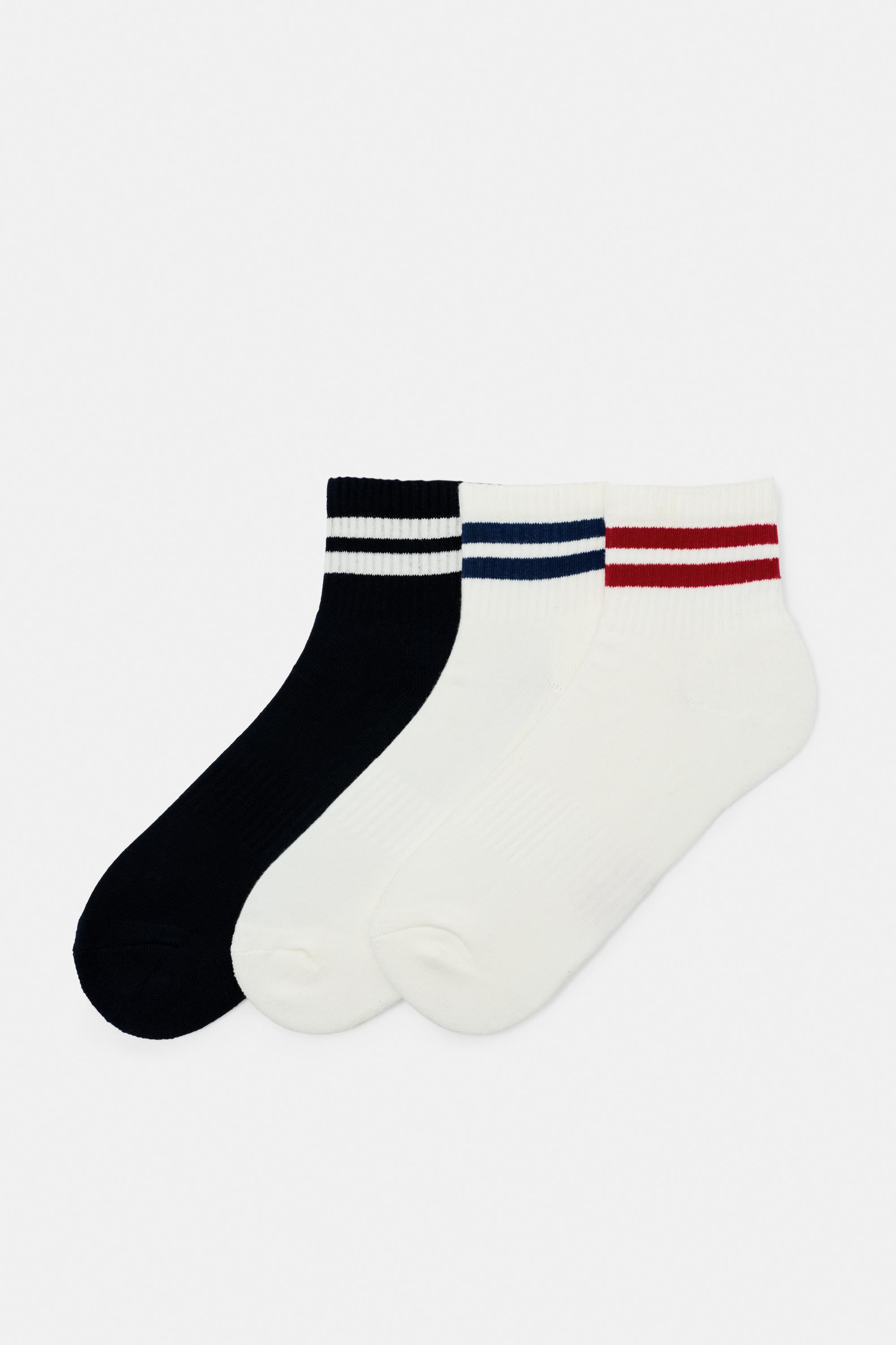 Pack of 3 pairs of striped socks — Navy