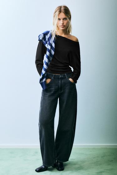 Asymmetric long sleeve top — Black 4