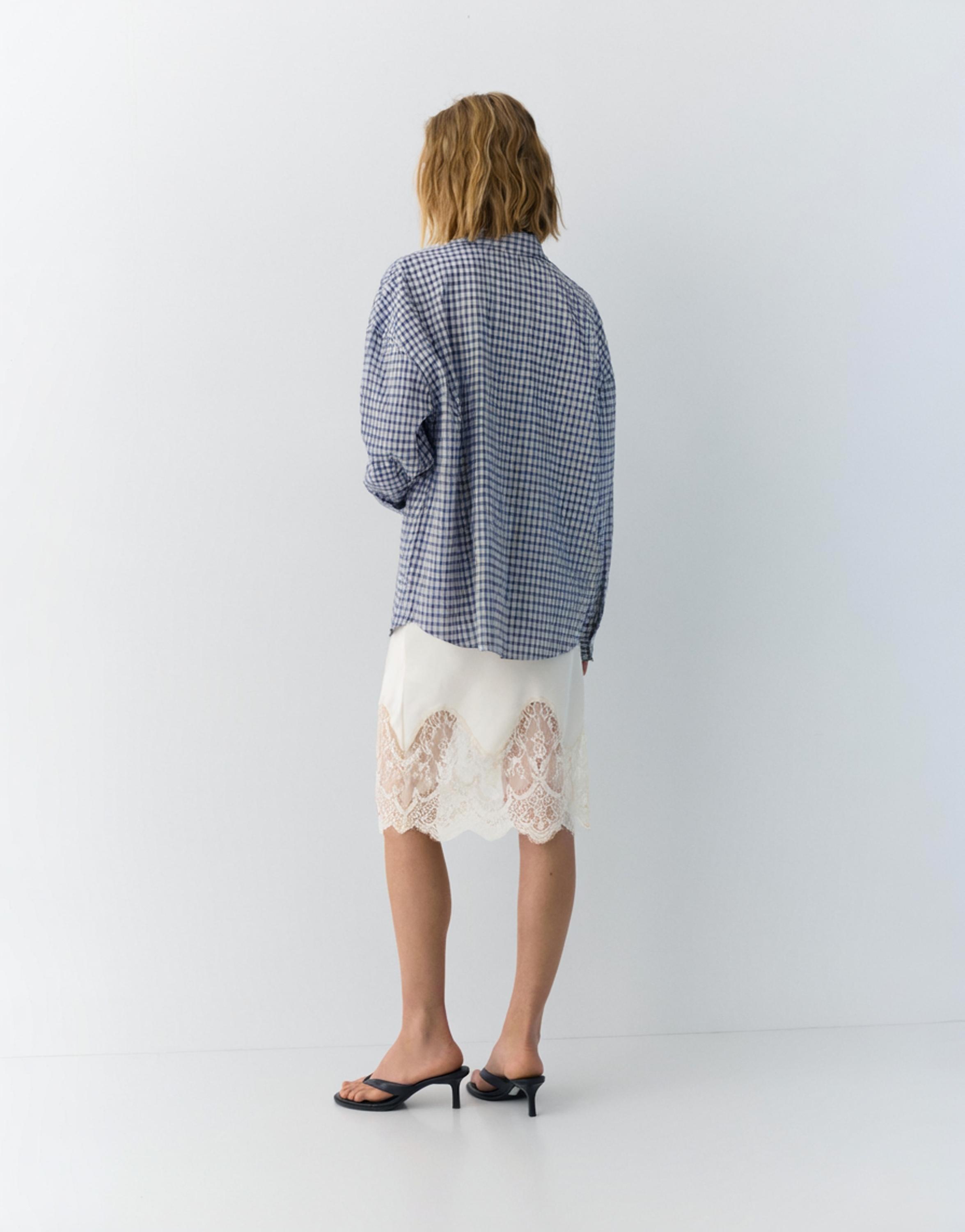 Kareli oversize gömlek - Görsel 10