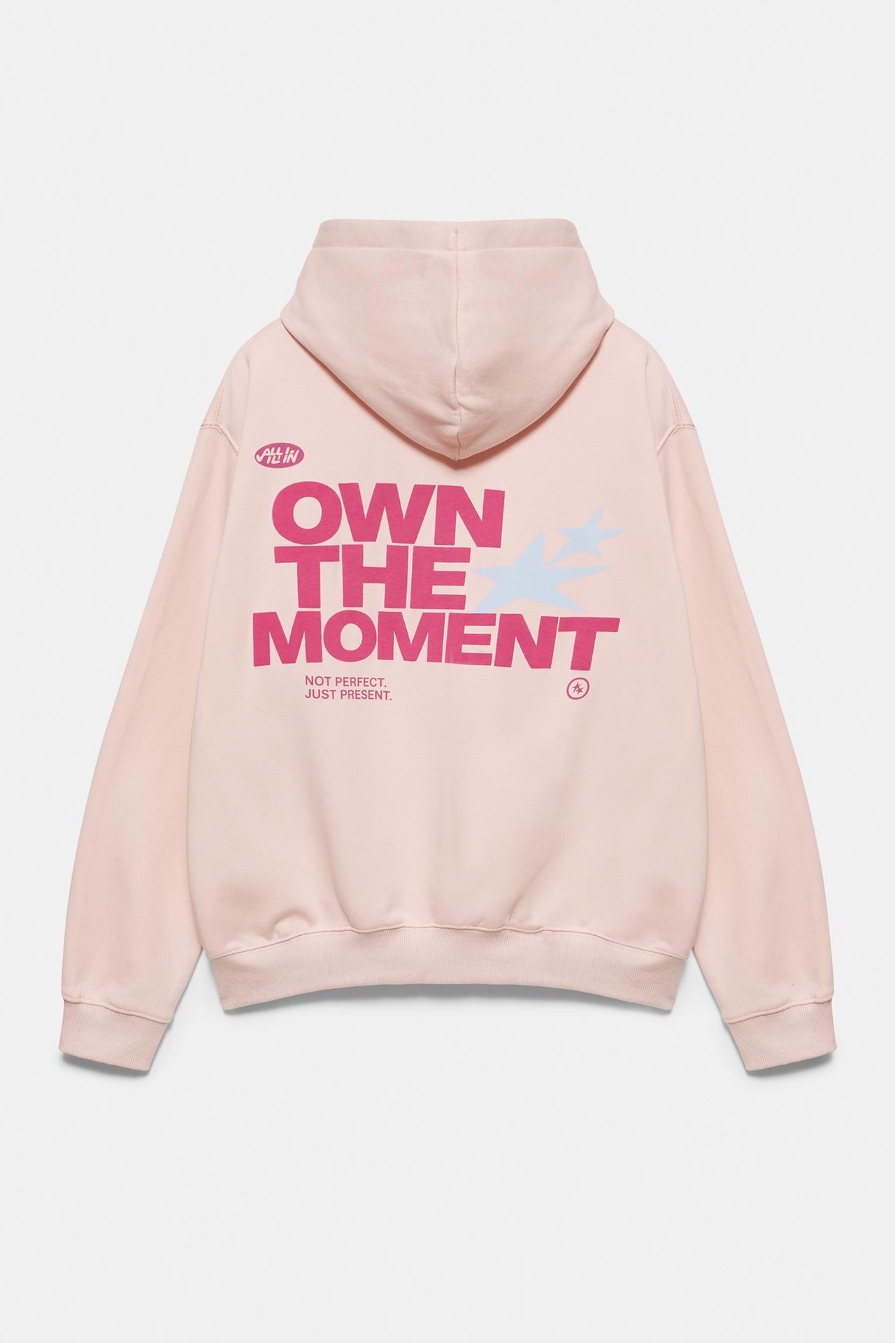 Graphic sweatshirt with hood — Pink