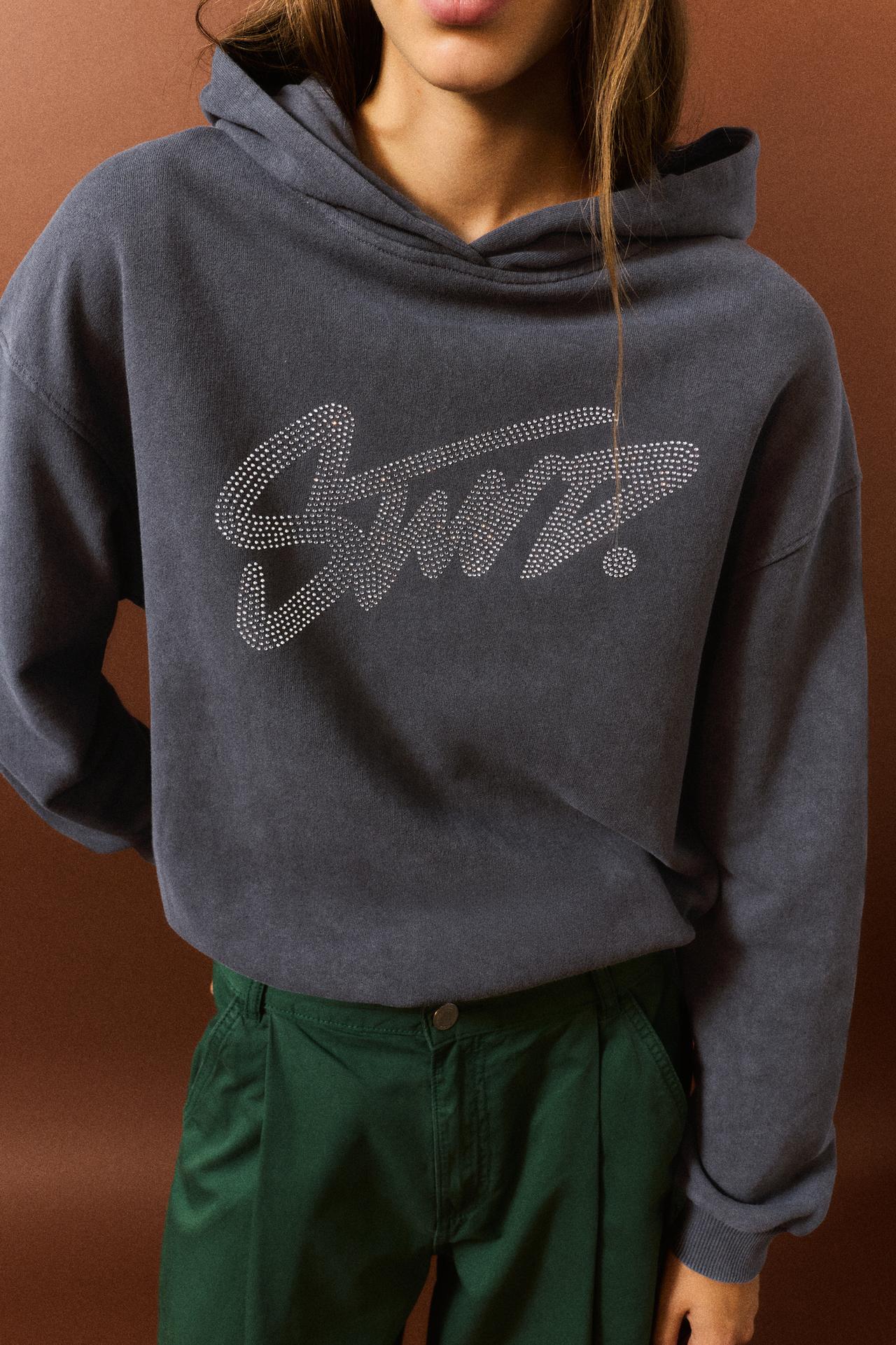 STWD rhinestone graphic sweatshirt — Anthracite grey