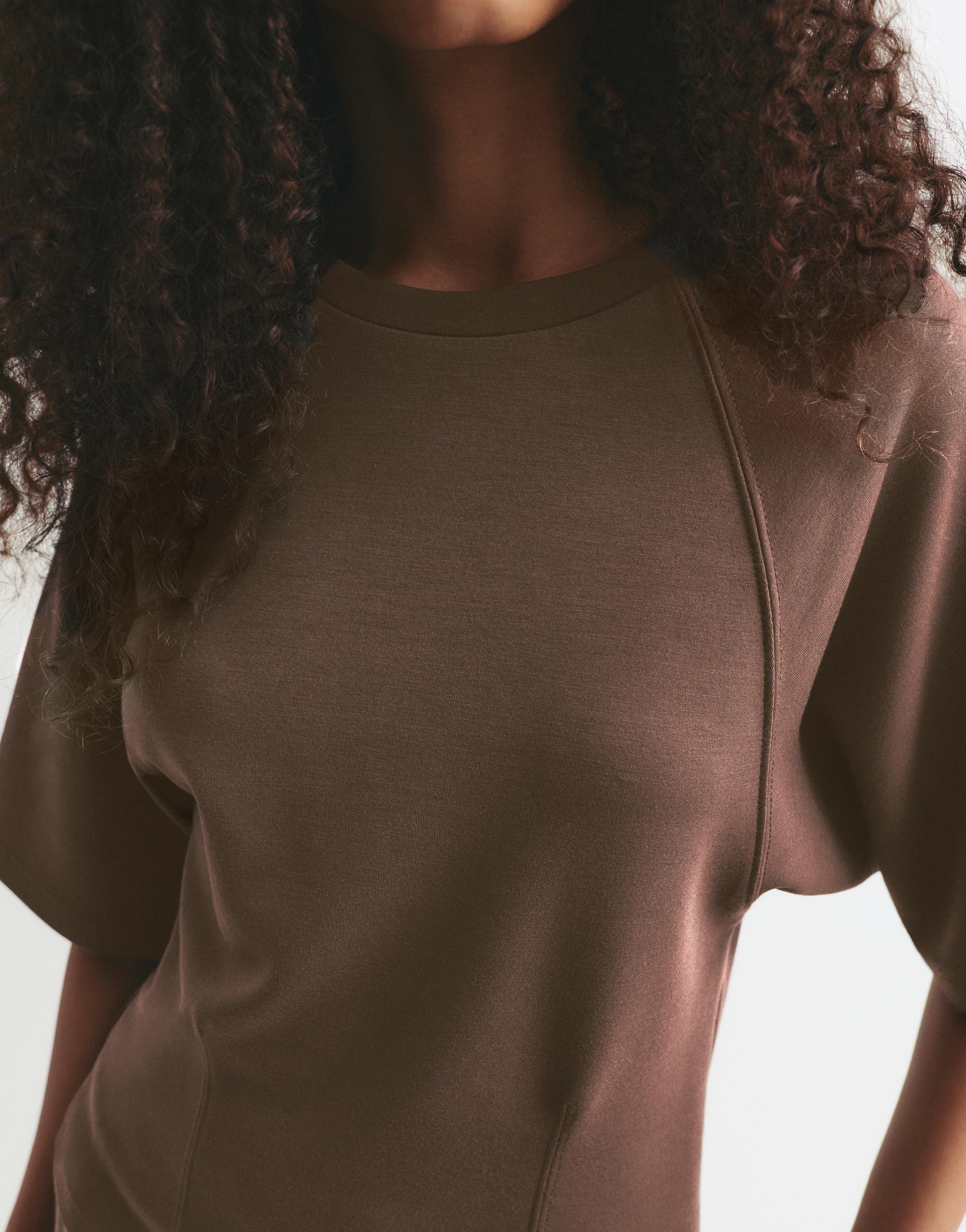 Soft touch short sleeve sweatshirt — Brown