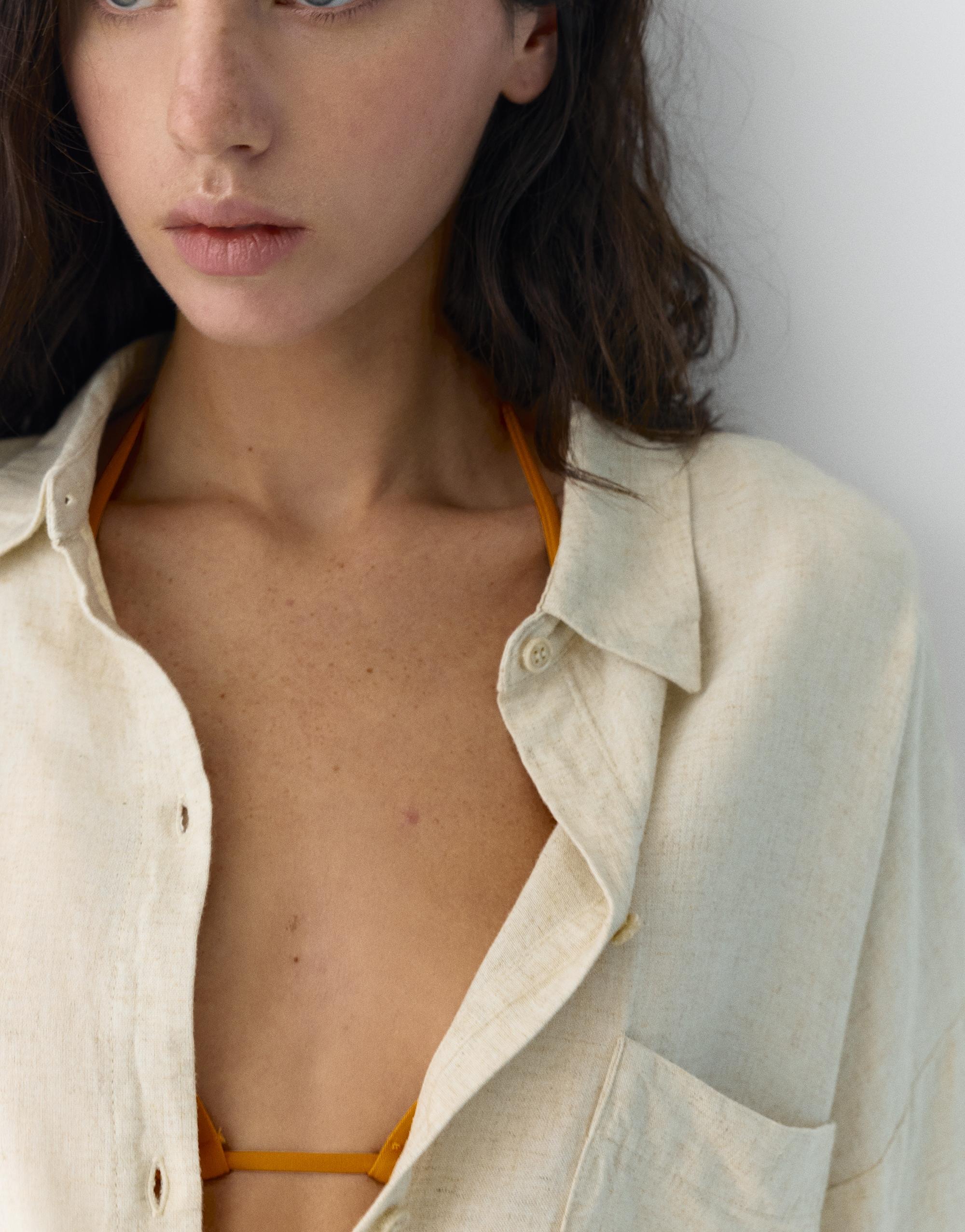 Linen blend shirt — Beige