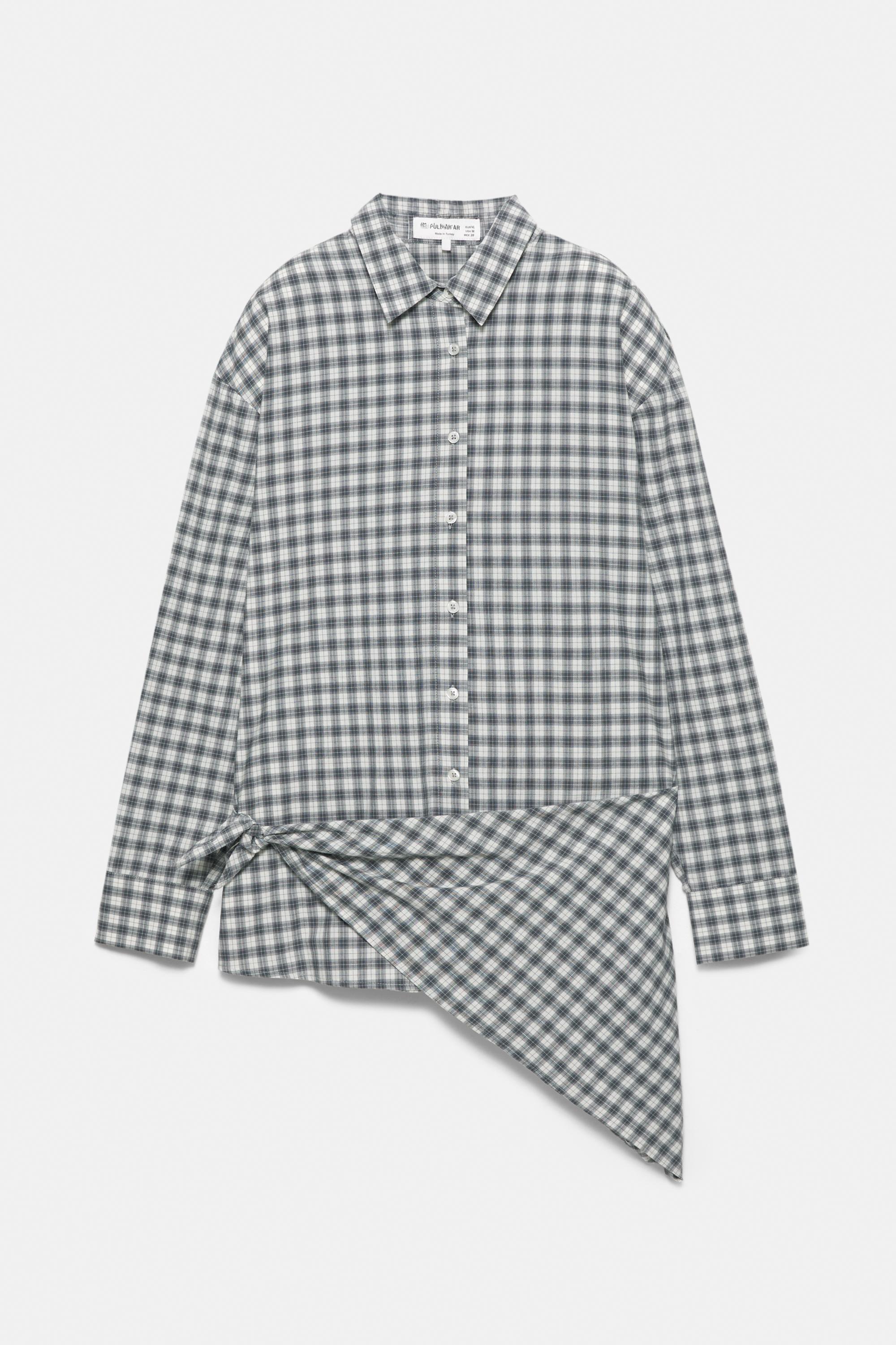 Çok konumlu bandana detaylı kareli gömlek - Görsel 3