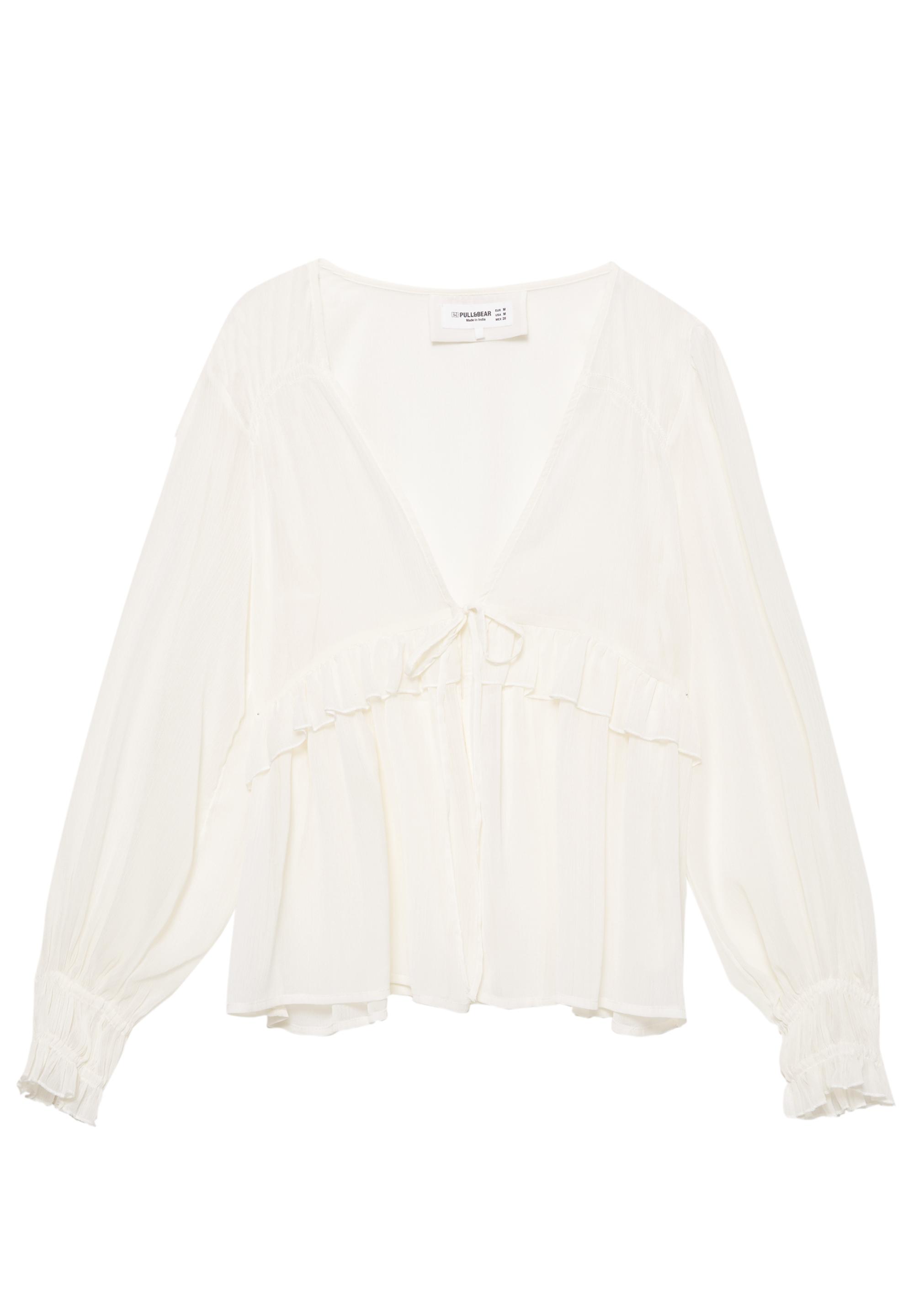 Sheer blouse with ruffle — Ice