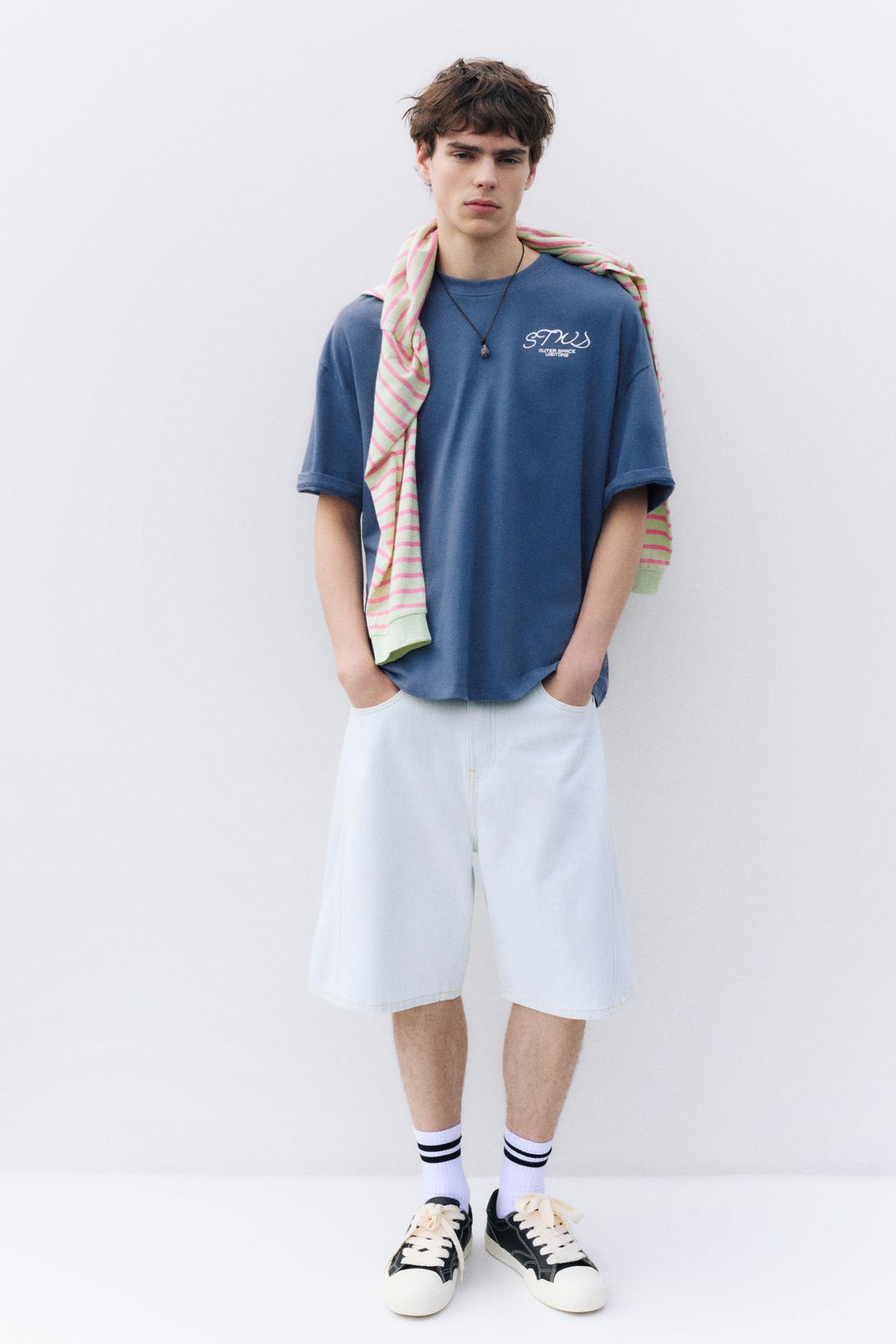 Boxy-fit graphic T-shirt — Navy