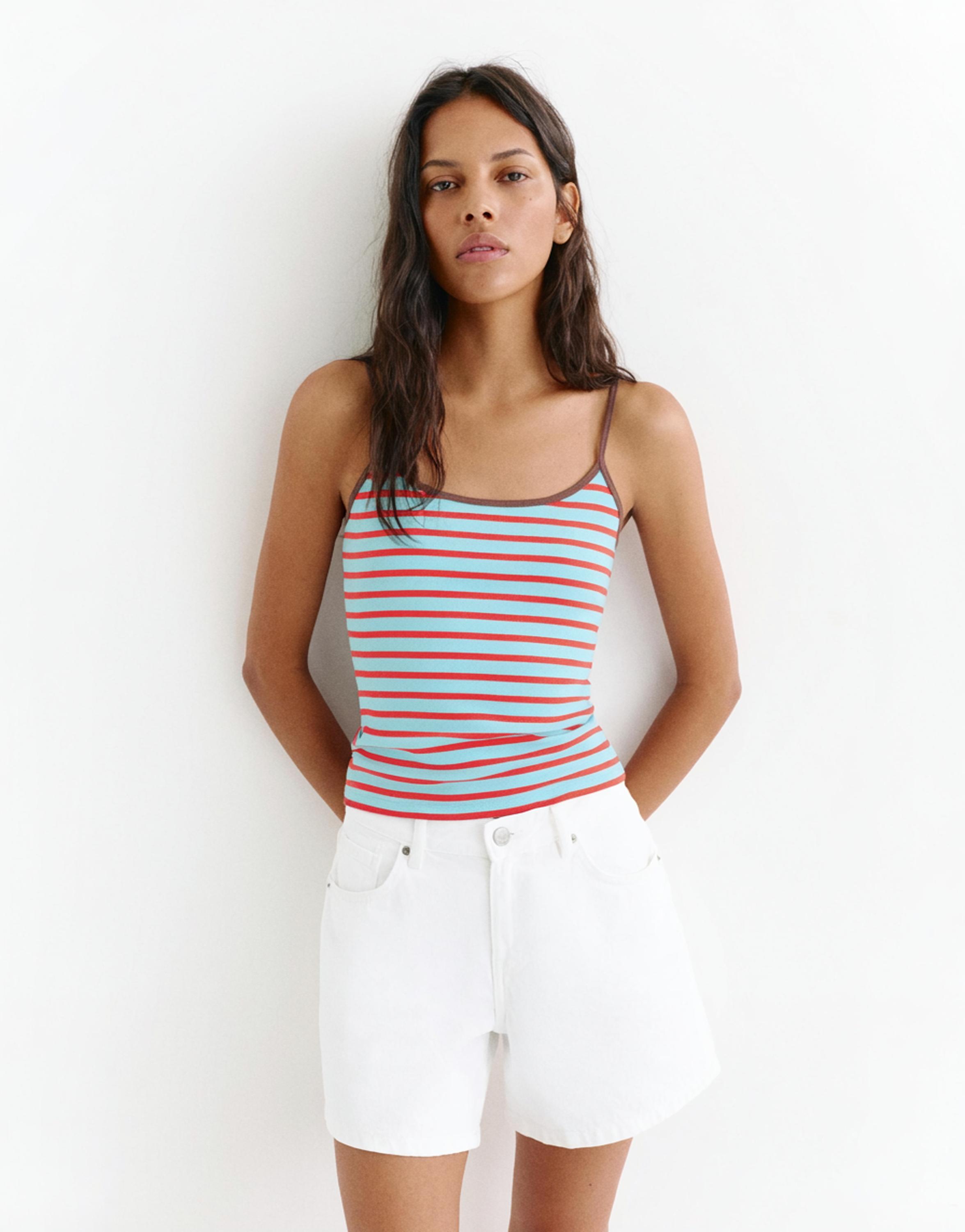 Thin strap top — Striped
