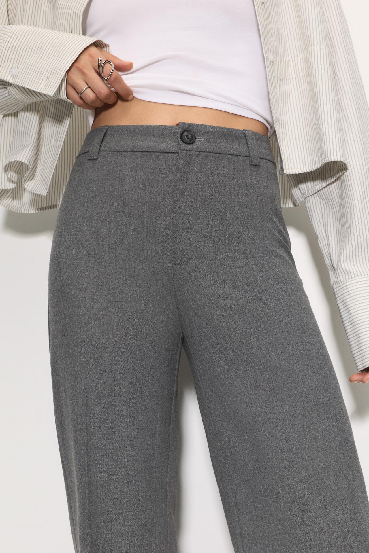 Smart high-waist straight-leg trousers — Grey