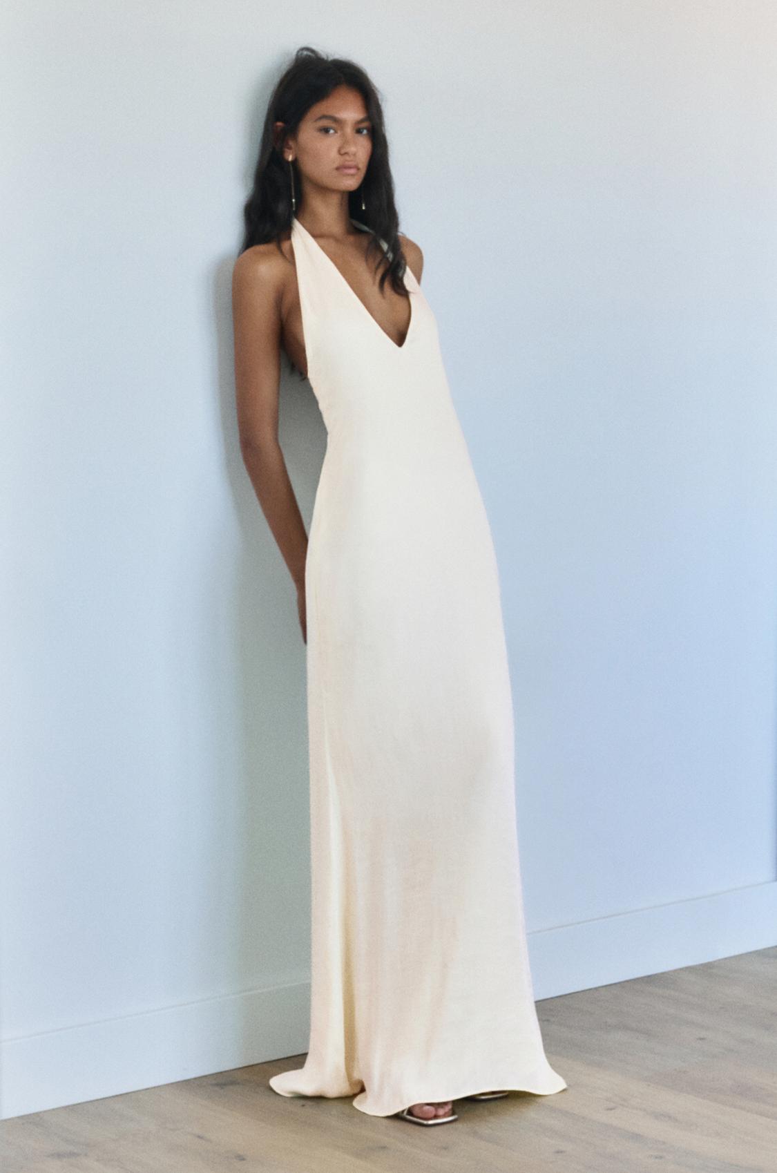 Satin open back halter neck midi dress | Pull&Bear United States Satin open back halter neck midi dress | Pull&Bear United States