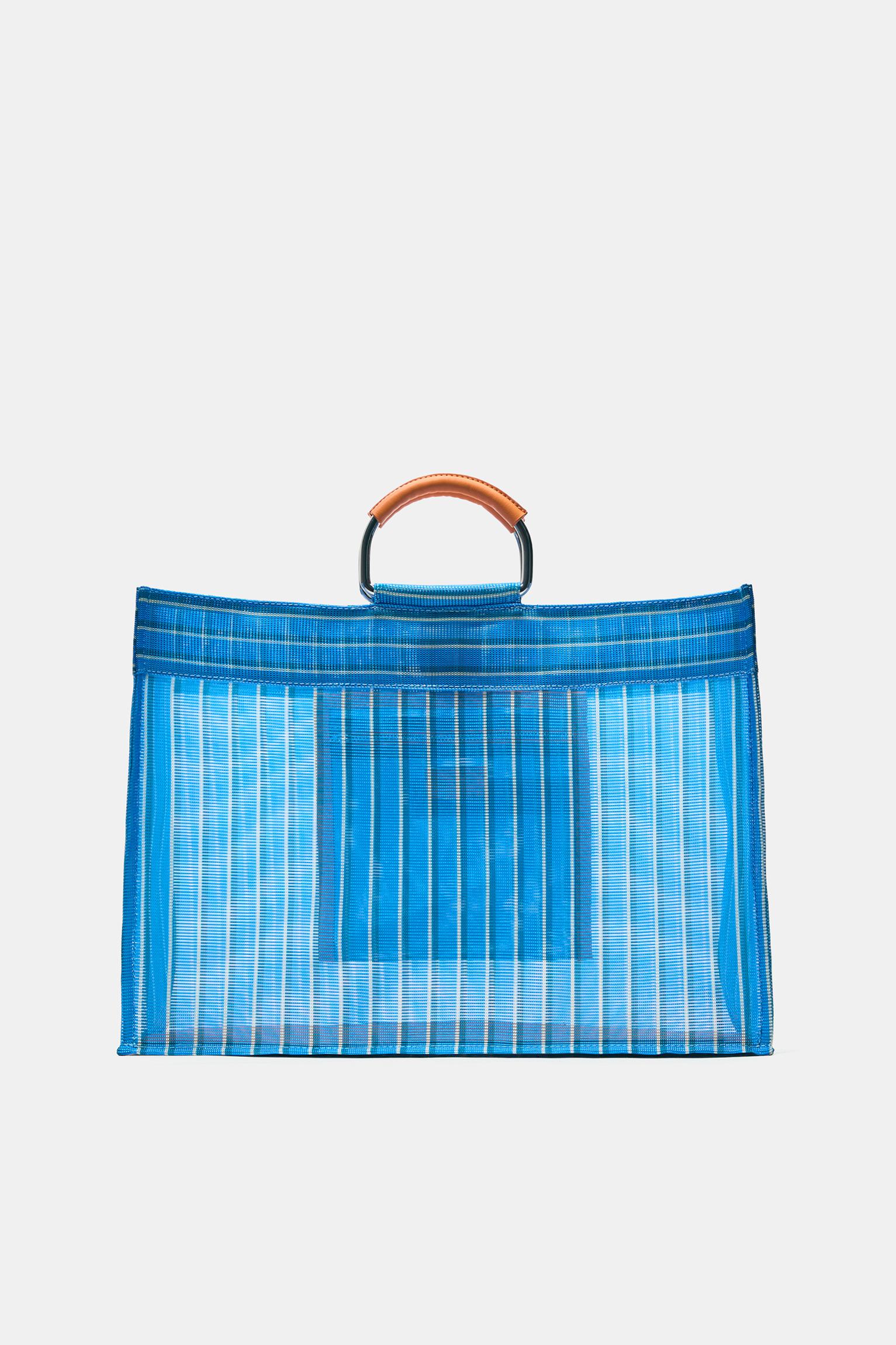 Çizgili tote çanta - Görsel 5