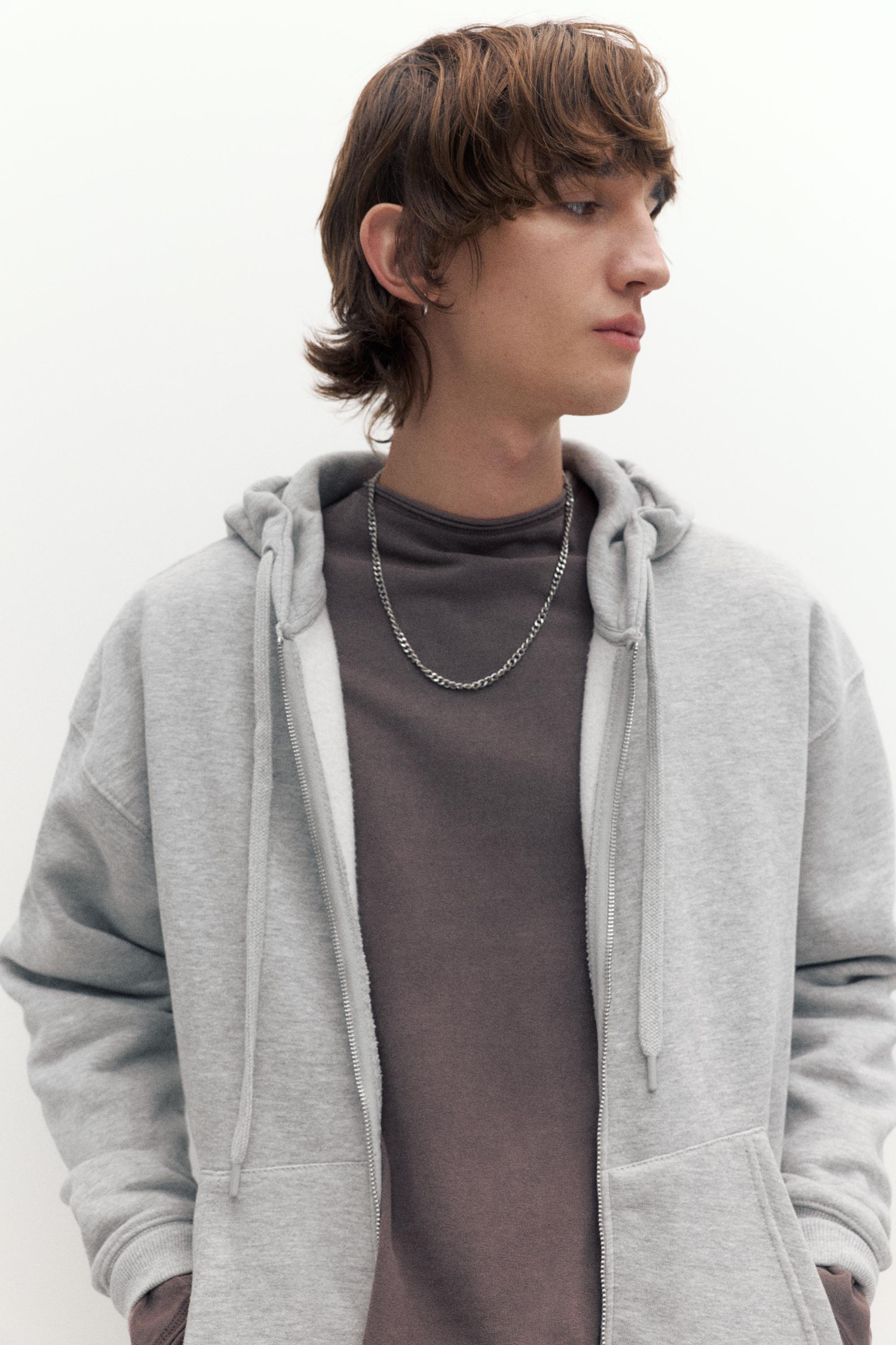 Basic kapüşonlu fermuarlı sweatshirt - Görsel 9