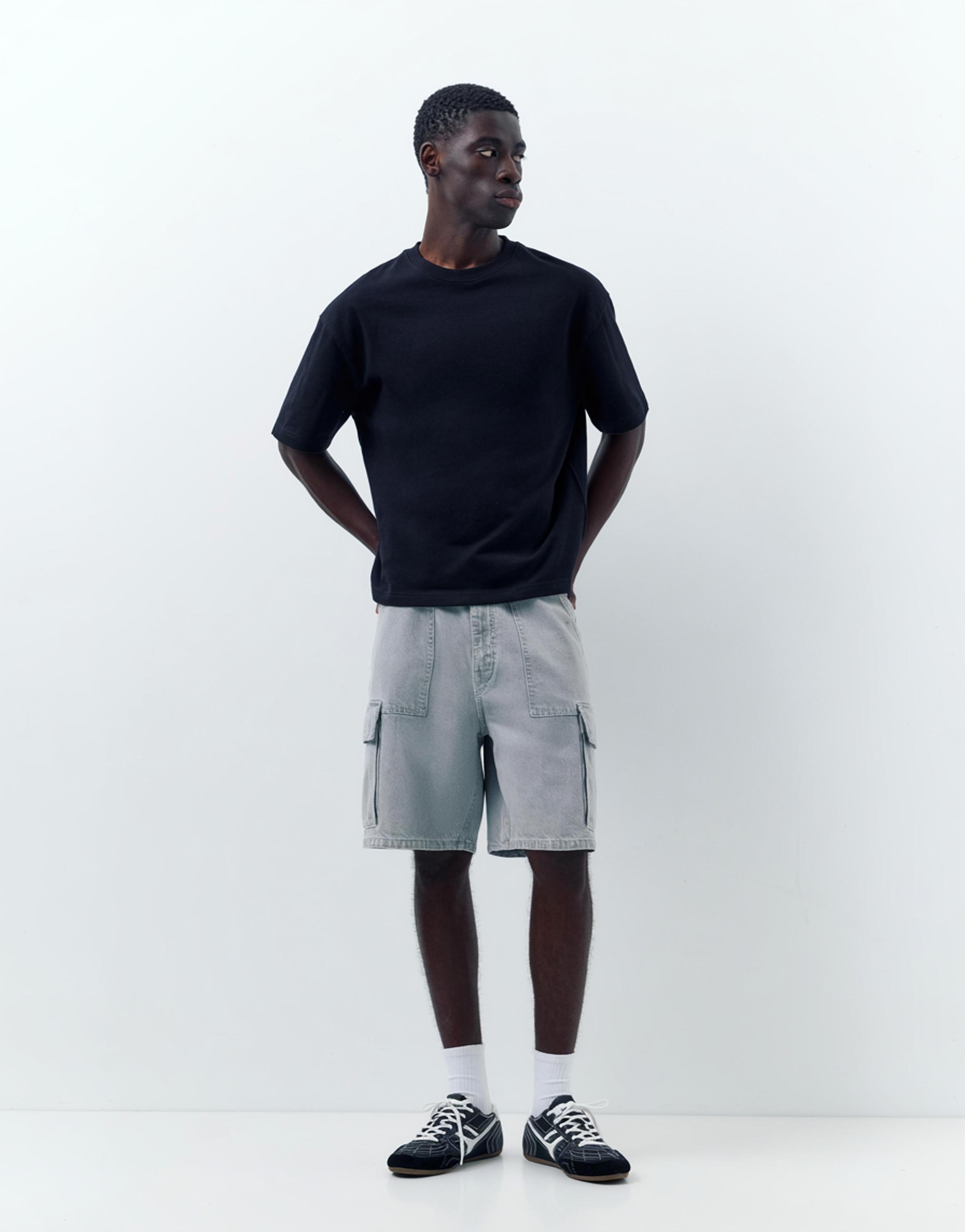 Baggy cargo Bermuda shorts — Pale grey
