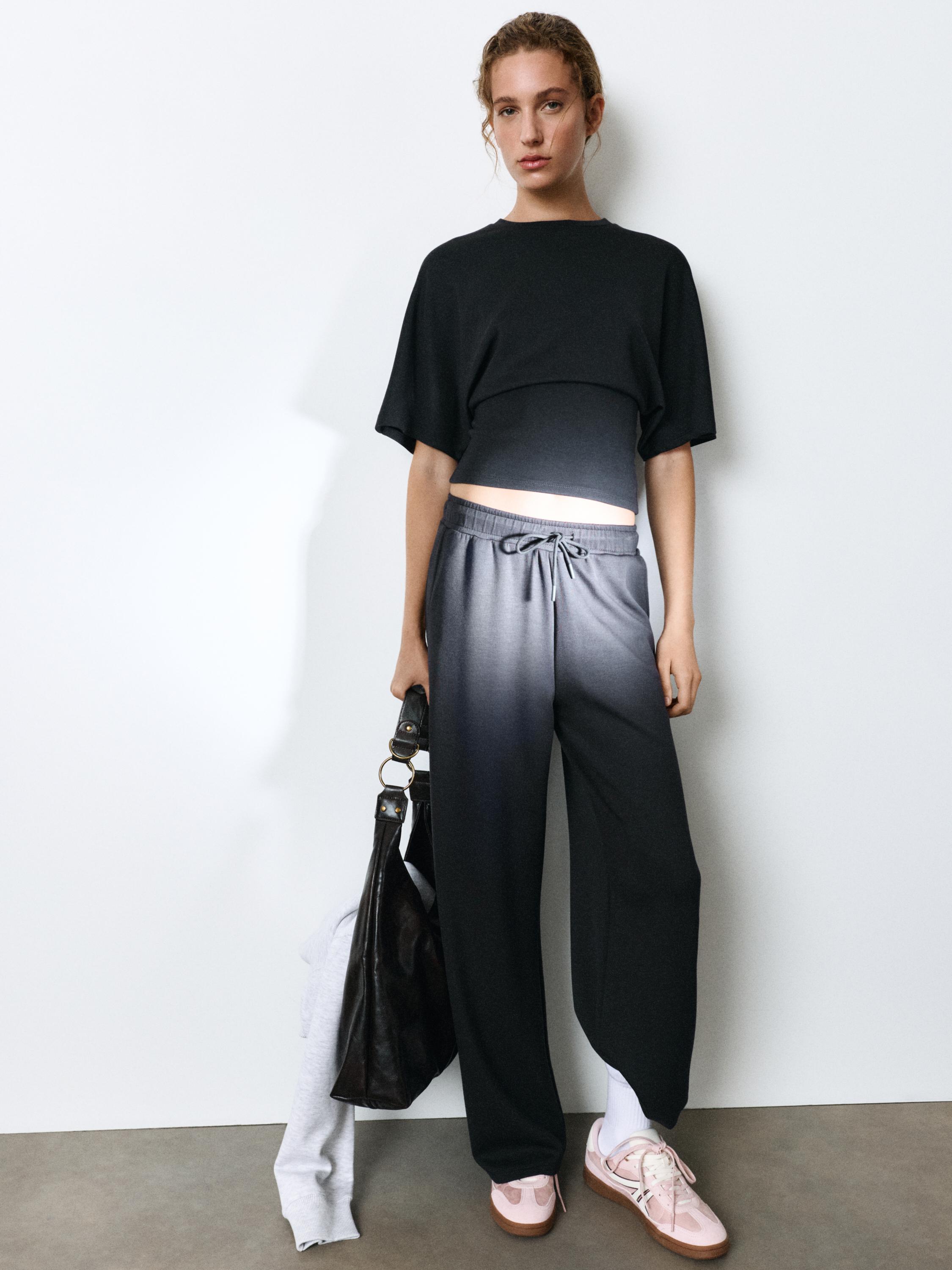 Modal wide-leg trousers — Anthracite grey