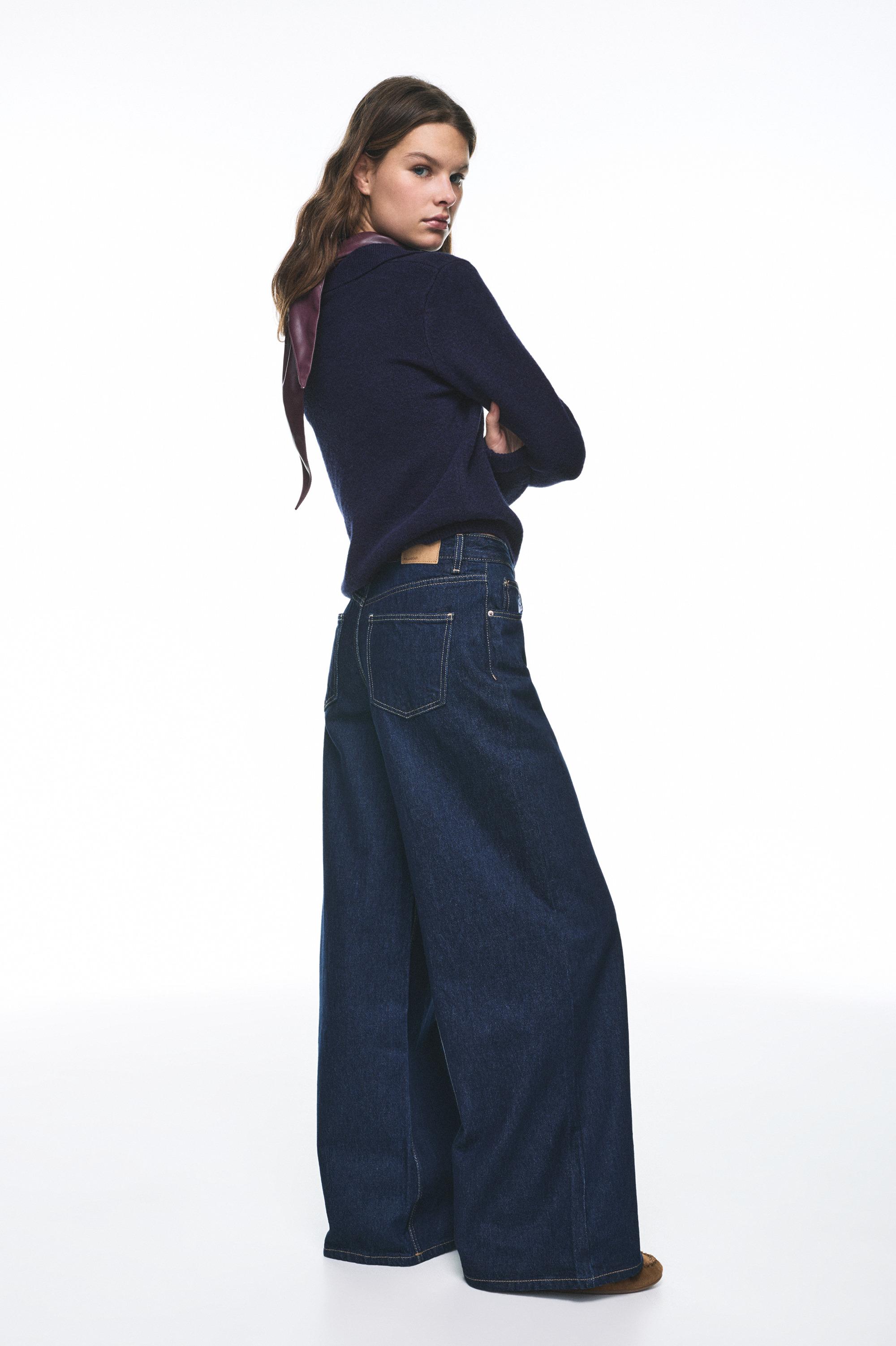 Low-rise wide-leg jeans — Dark blue