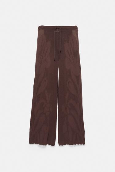 Brown floral crochet trousers — Brown 6