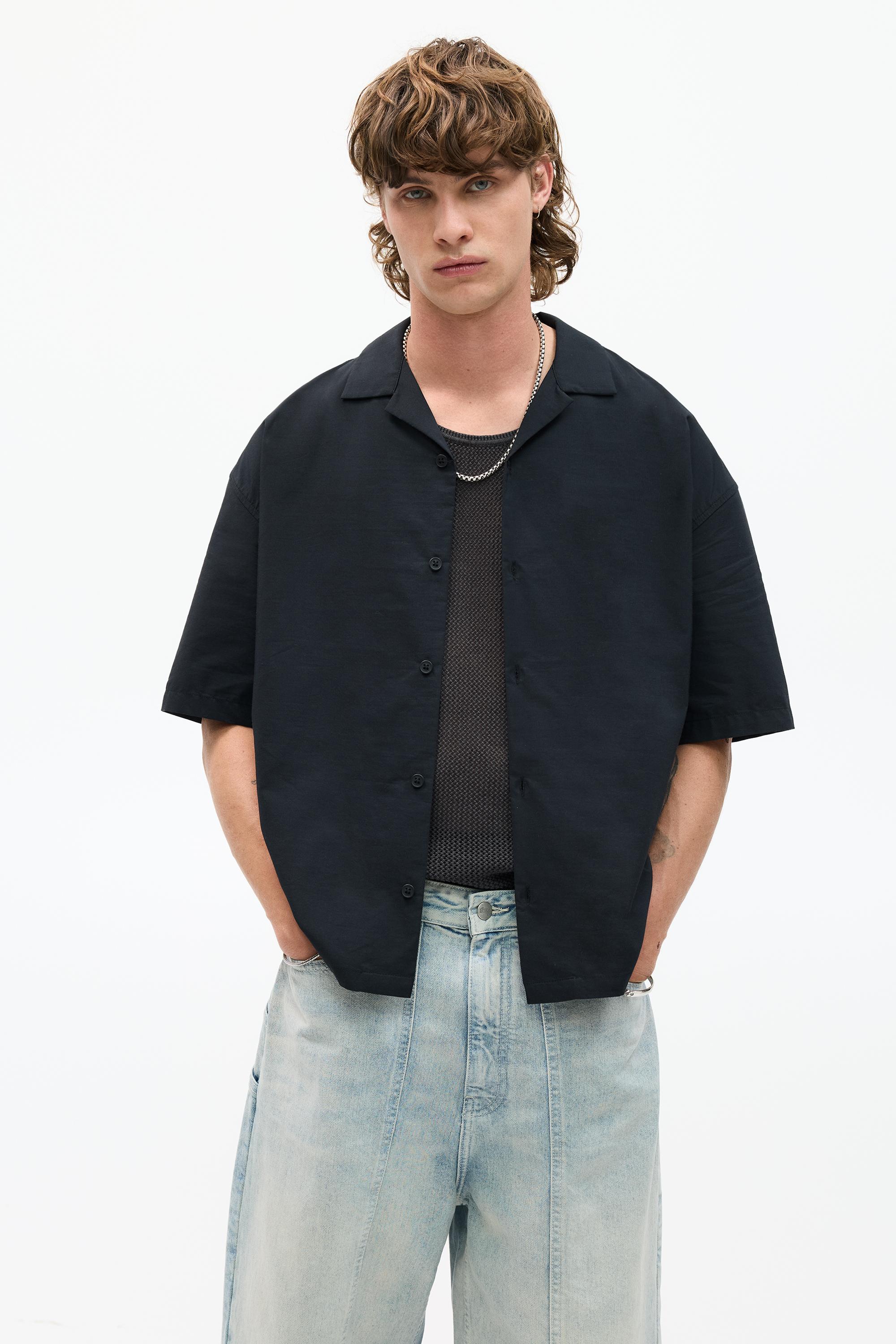 Popelinhemd Mit Kurzen Ärmeln