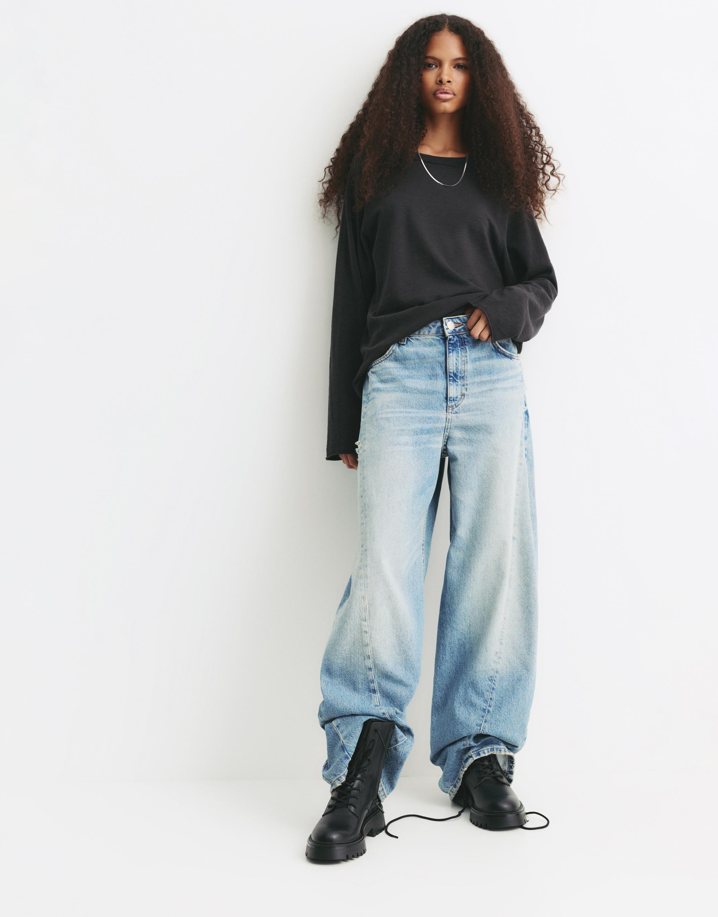 Lace-up flat ankle boots — Black