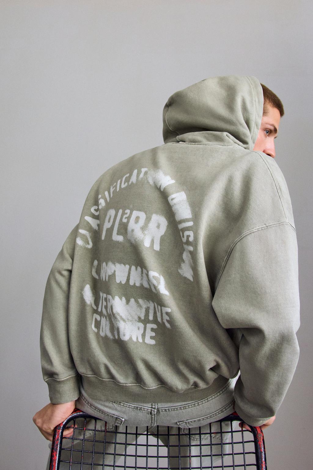 Kapuzenpullover mit verwaschenem Text PULL&BEAR