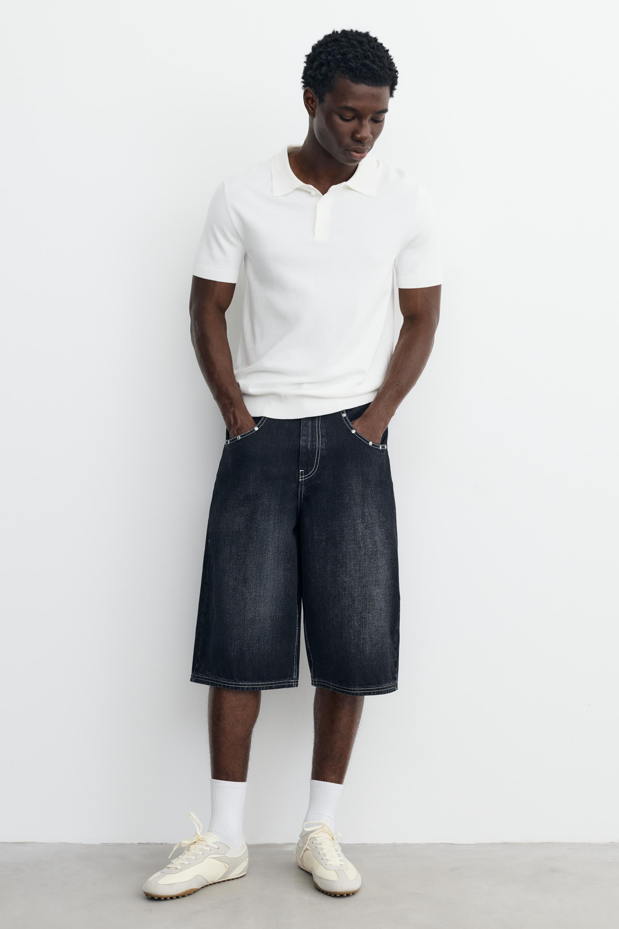Short sleeve knit polo shirt — Off white