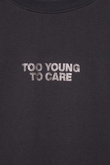 Metallic slogan T-shirt — Dark grey 7