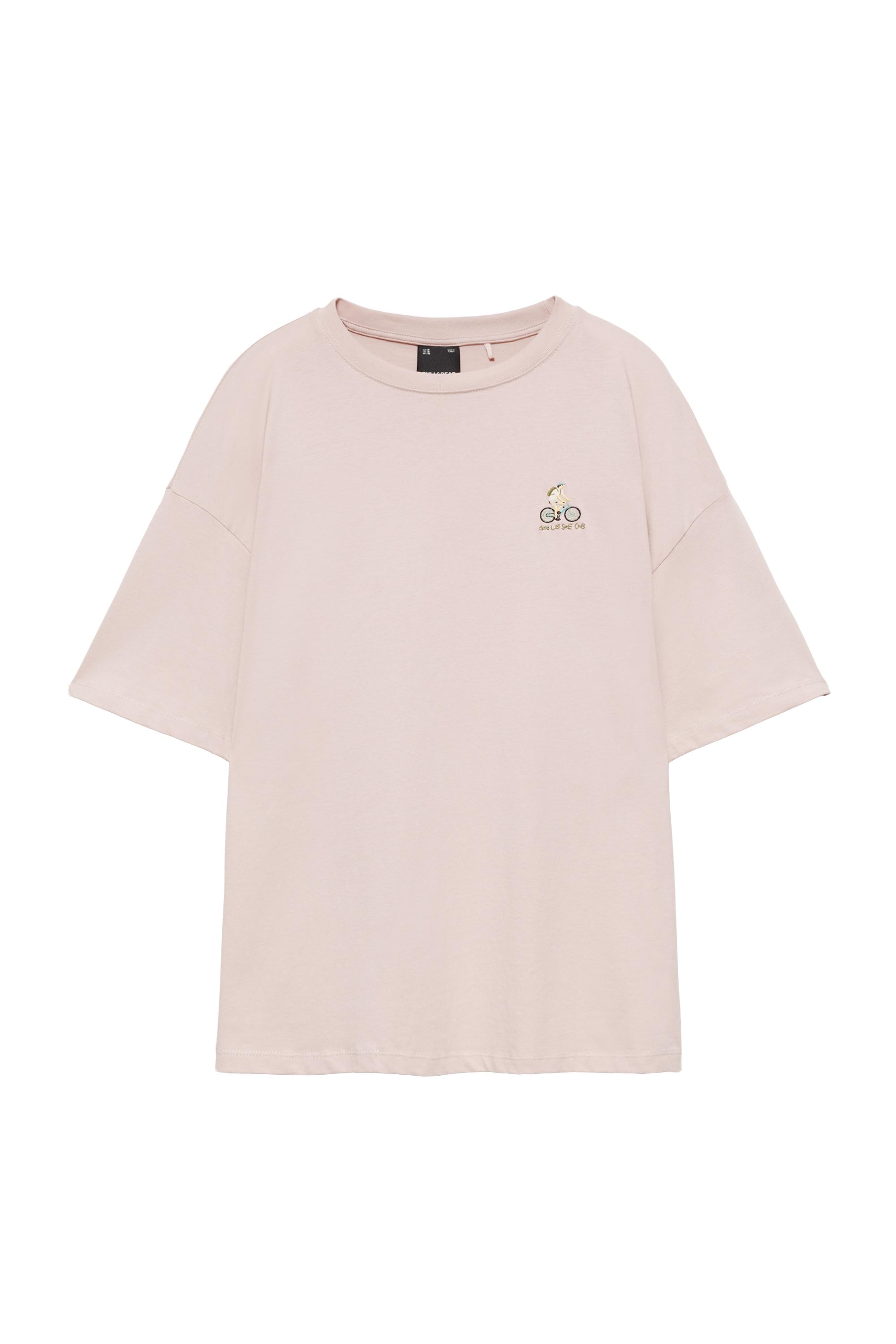 Pull&Bear Nakışlı relaxed fit bisiklet yaka tişört görsel 2