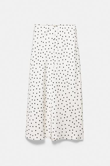 Satin drawstring midi skirt — Ecru/Black 5